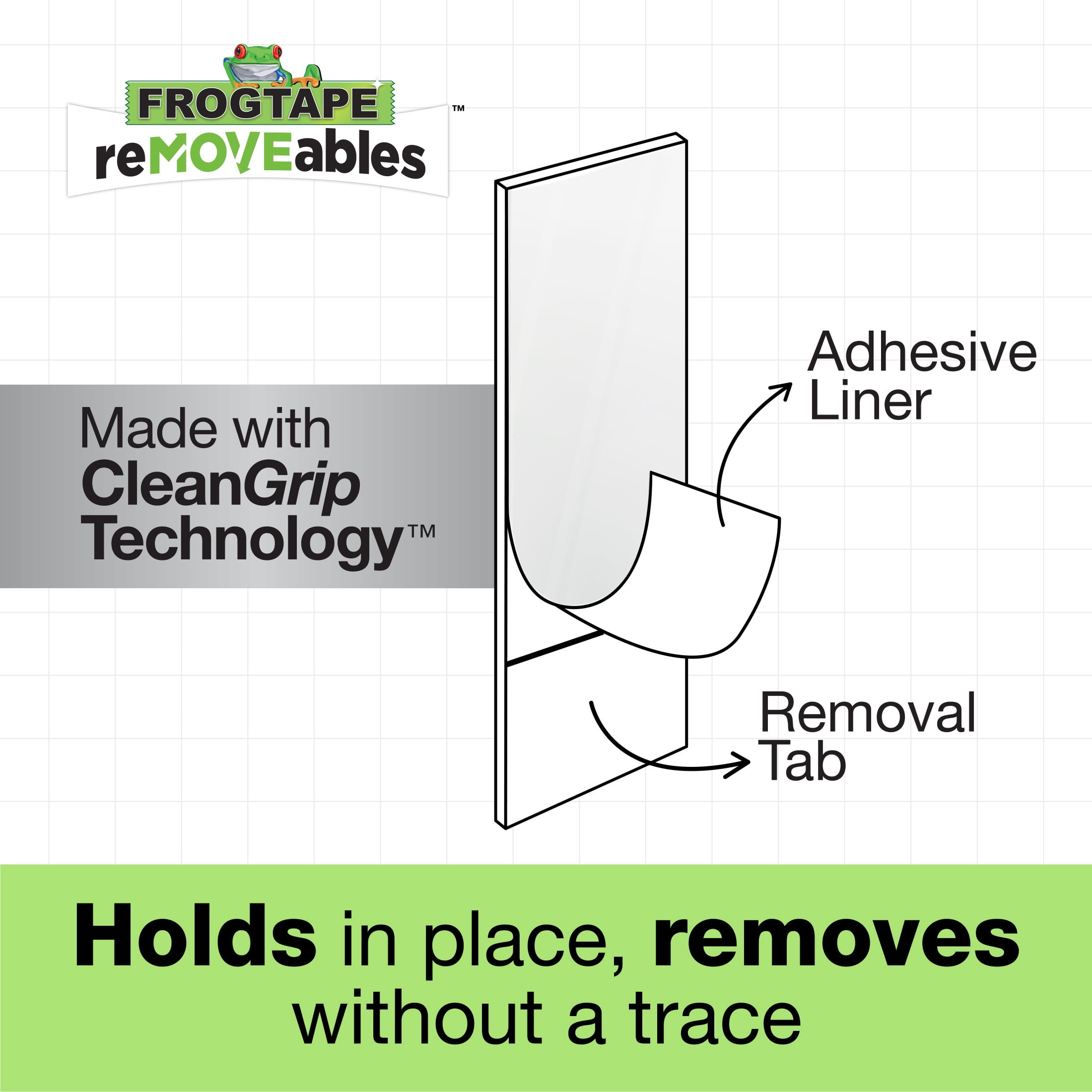 FrogTape reMOVEables Clear Mini Hooks (Clear, 18 Hooks and 24 Adhesive Strips) dw6ke