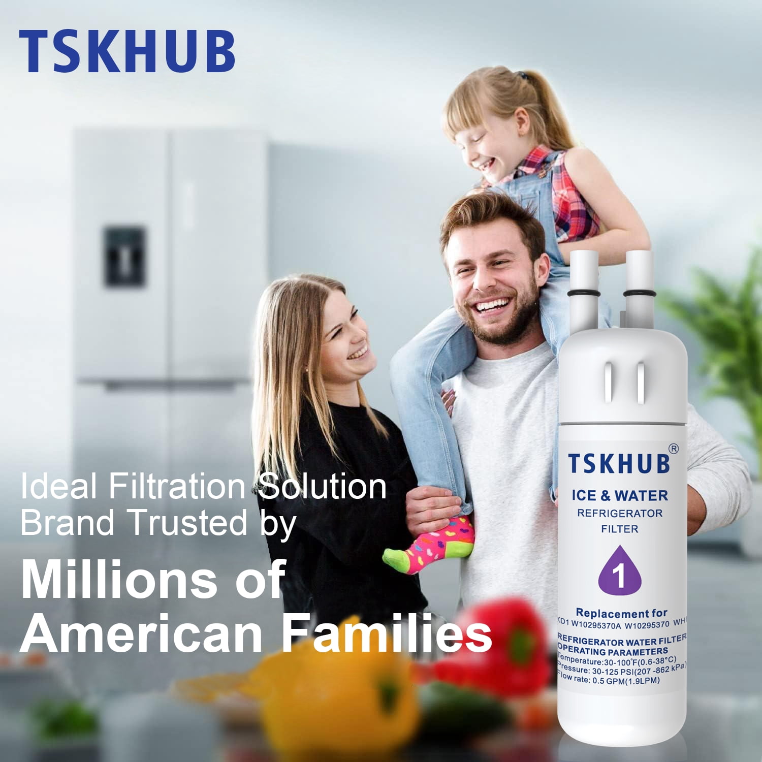TSKHUB EDR1RXD1 Refrigerator Water Filter Replacement for W10295370A (2-Pack) aho5h