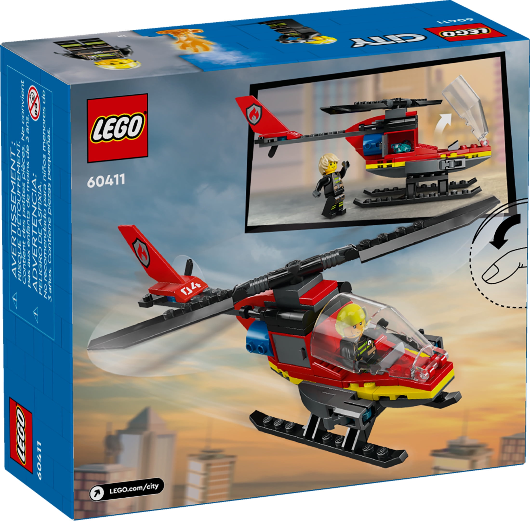 LEGO City Fire Rescue Helicopter Building Set with Firefighter Pilot Minifigure (85 Pieces) r0081