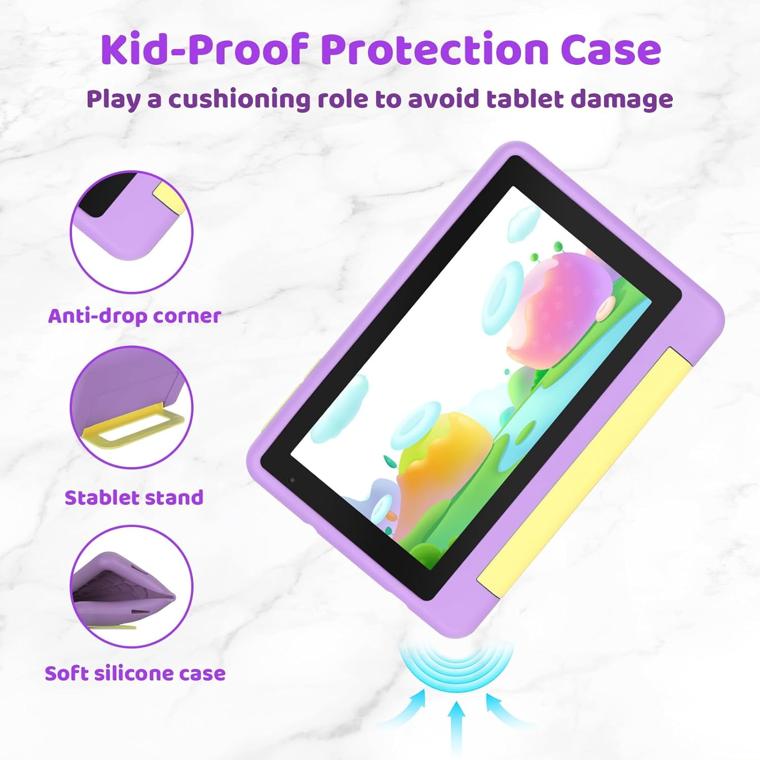AEEZO Kids Tablet 7 in Android 13 Learning Device with Parental Control and Protective Case (Purple, 64GB) phayl