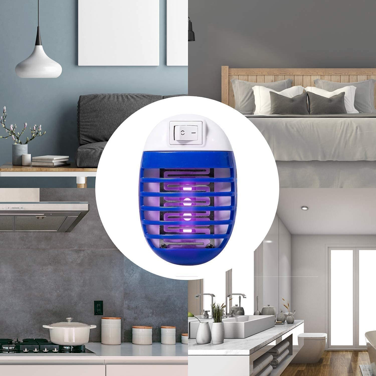 Ruseen Plug-in Indoor Bug Zapper Electronic Mosquito Trap with LED Light (4 Pack) 4ma7d