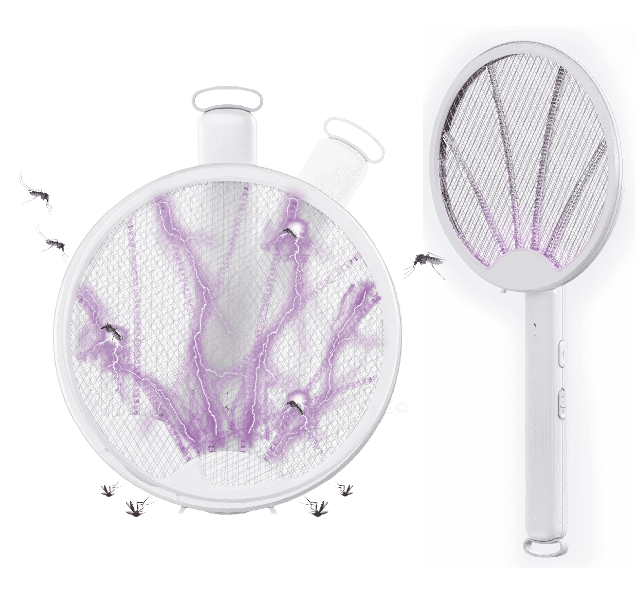 KME DAILYTRADE 2-in-1 Electric Fly Swatter Racket & Mosquito Trap Lamp (White, 16 in) ugajy
