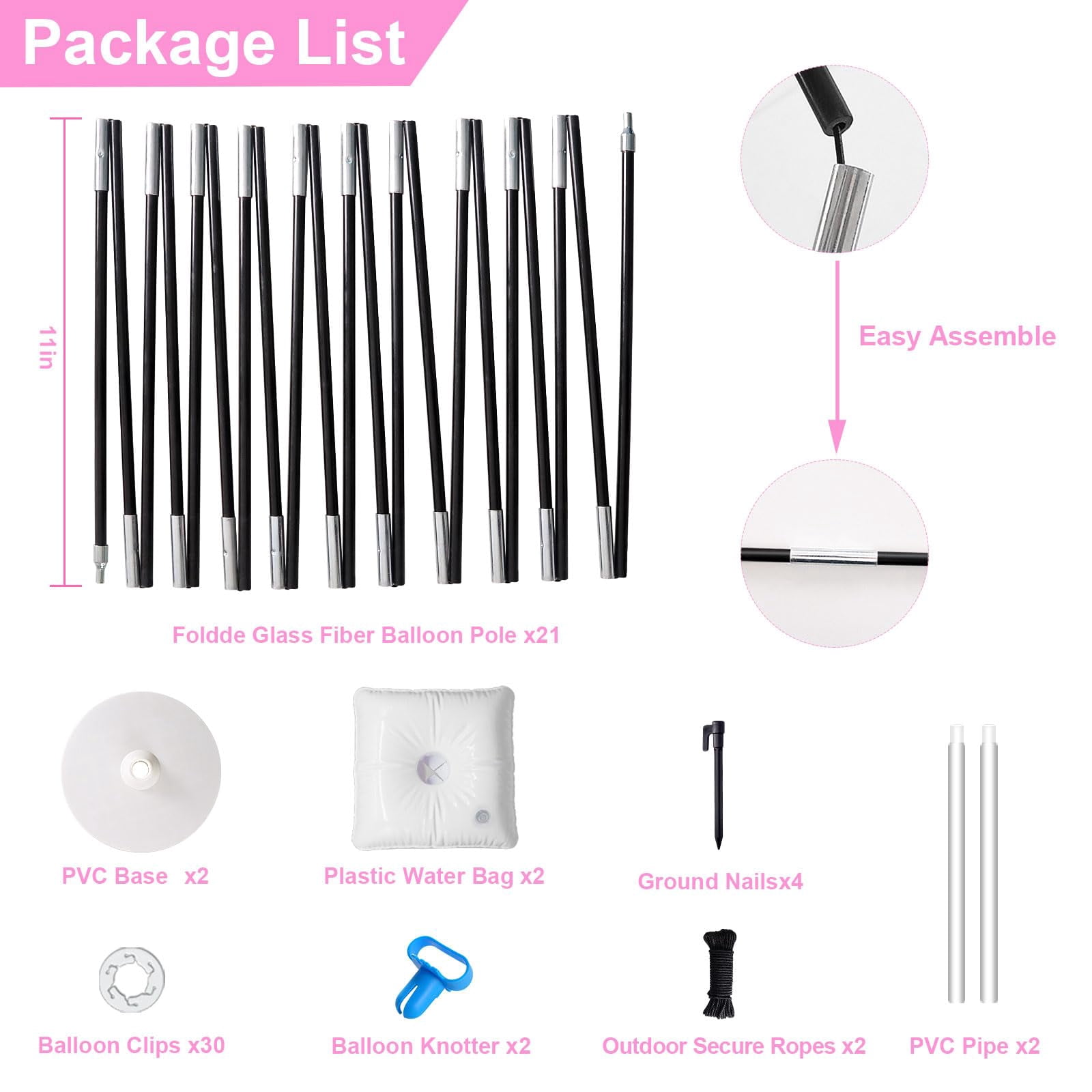 Generic Balloon Arch Stand Kit, Adjustable Party Decoration Frame (Black, 7.4 ft) 9r1m8