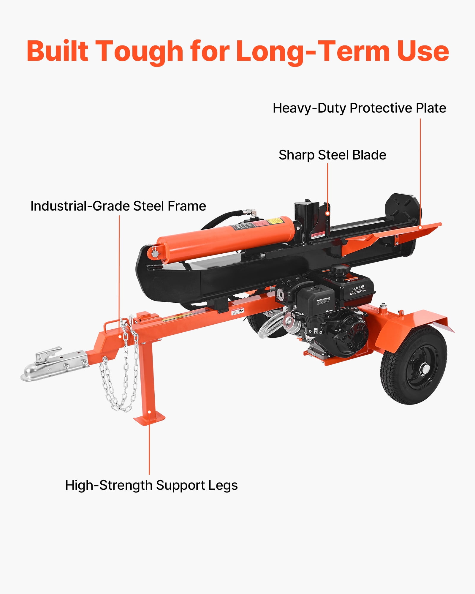 VEVOR 30 Ton Log Splitter, Gas Powered Wood Splitting Machine with 306cc Engine, Vertical & Horizontal Operation (Black, 24 in Max Log Capacity) pwvwp