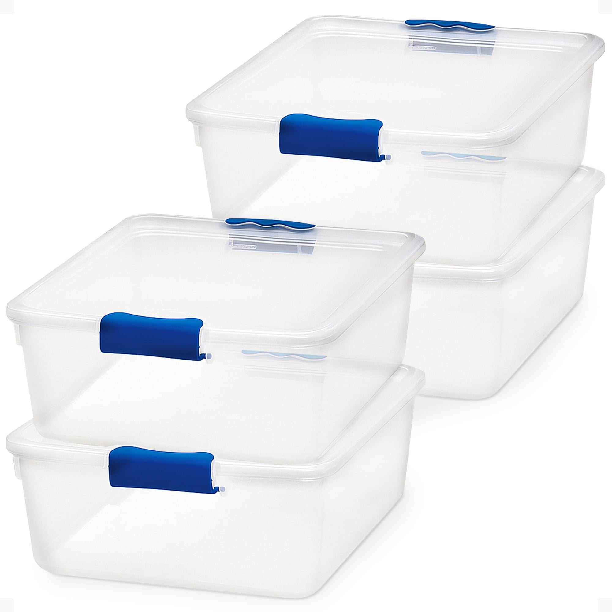 Homz Stackable Plastic Storage Containers with Latching Lids (Clear, 4 Pack, 15.5 Quart) b2a2t