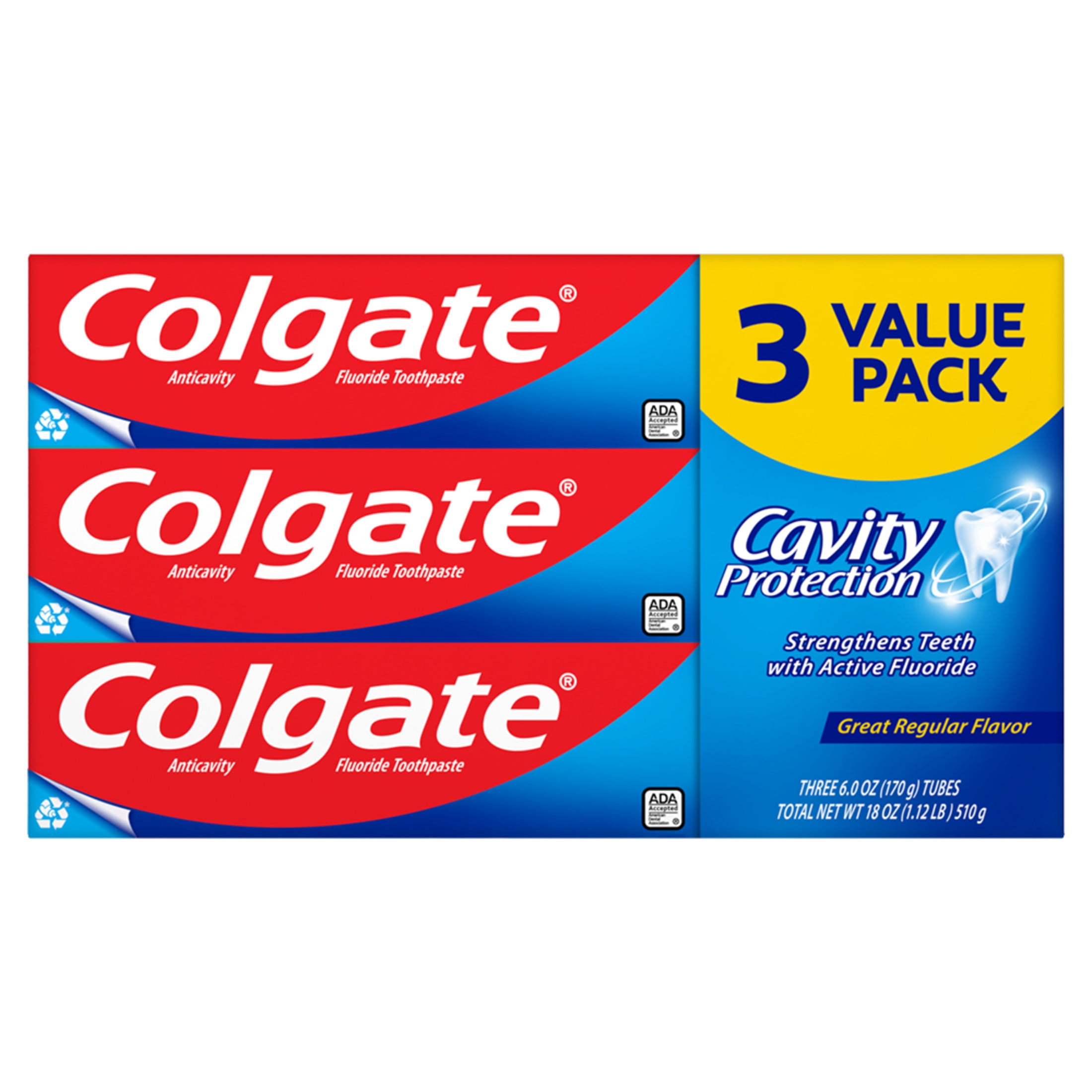 Colgate Cavity Protection Fluoride Toothpaste, Anticavity Formula, Regular Flavor (6 oz, 6 Pack) alfz1
