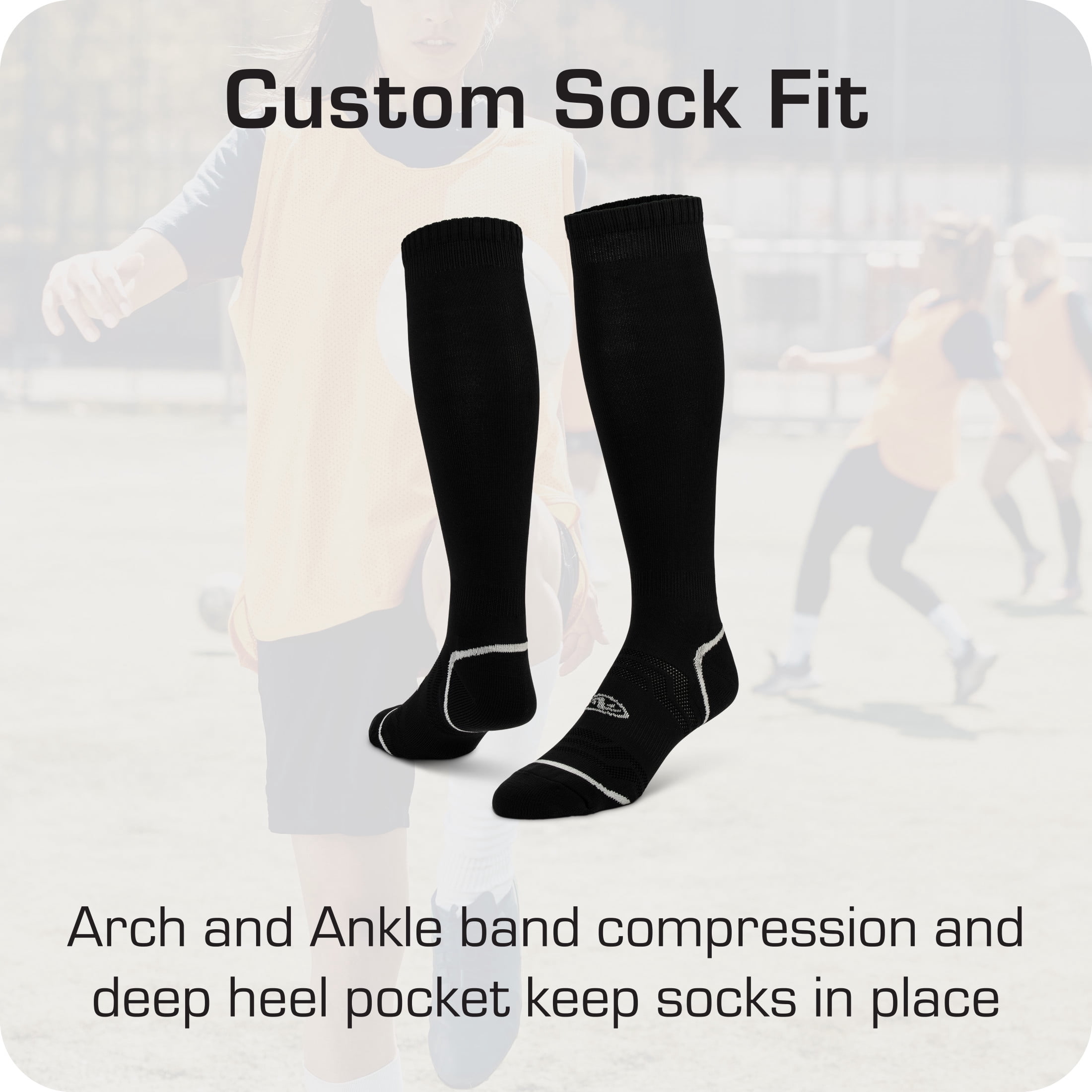 Athletic Works Soccer Socks, Cushioned Performance Athletic Gear (Black, Small Youth 10-4.5, 2 Pack) v3trp