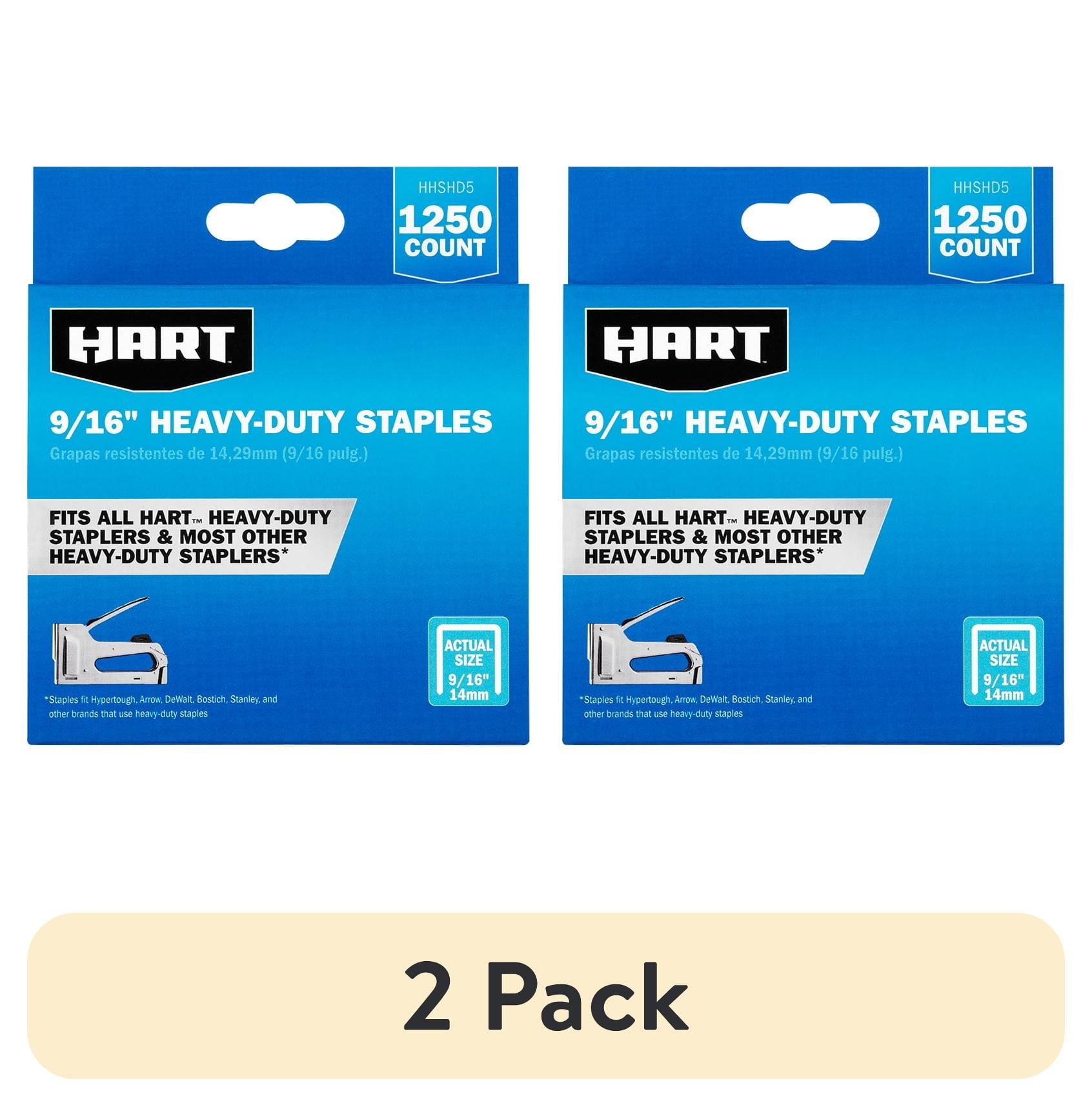 HART Heavy Duty Staples for Construction and Upholstery (9/16 in, 2500 Count, 2 Pack) v43wc