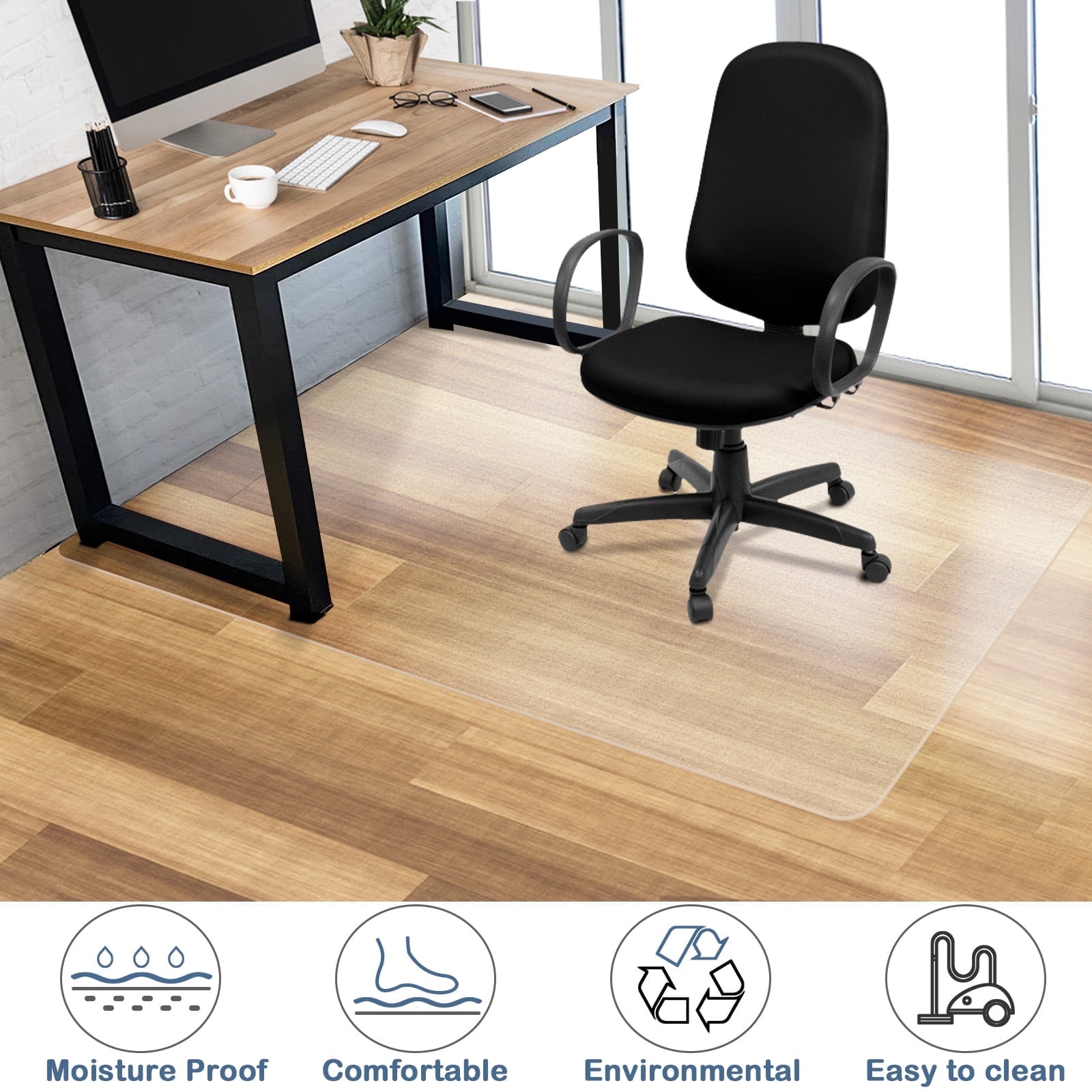 Hriiiiya Office Chair Mat for Hardwood Floors, Non-Slip Floor Protector for Desk Chairs (Clear, 36 in x 48 in) b0ywt