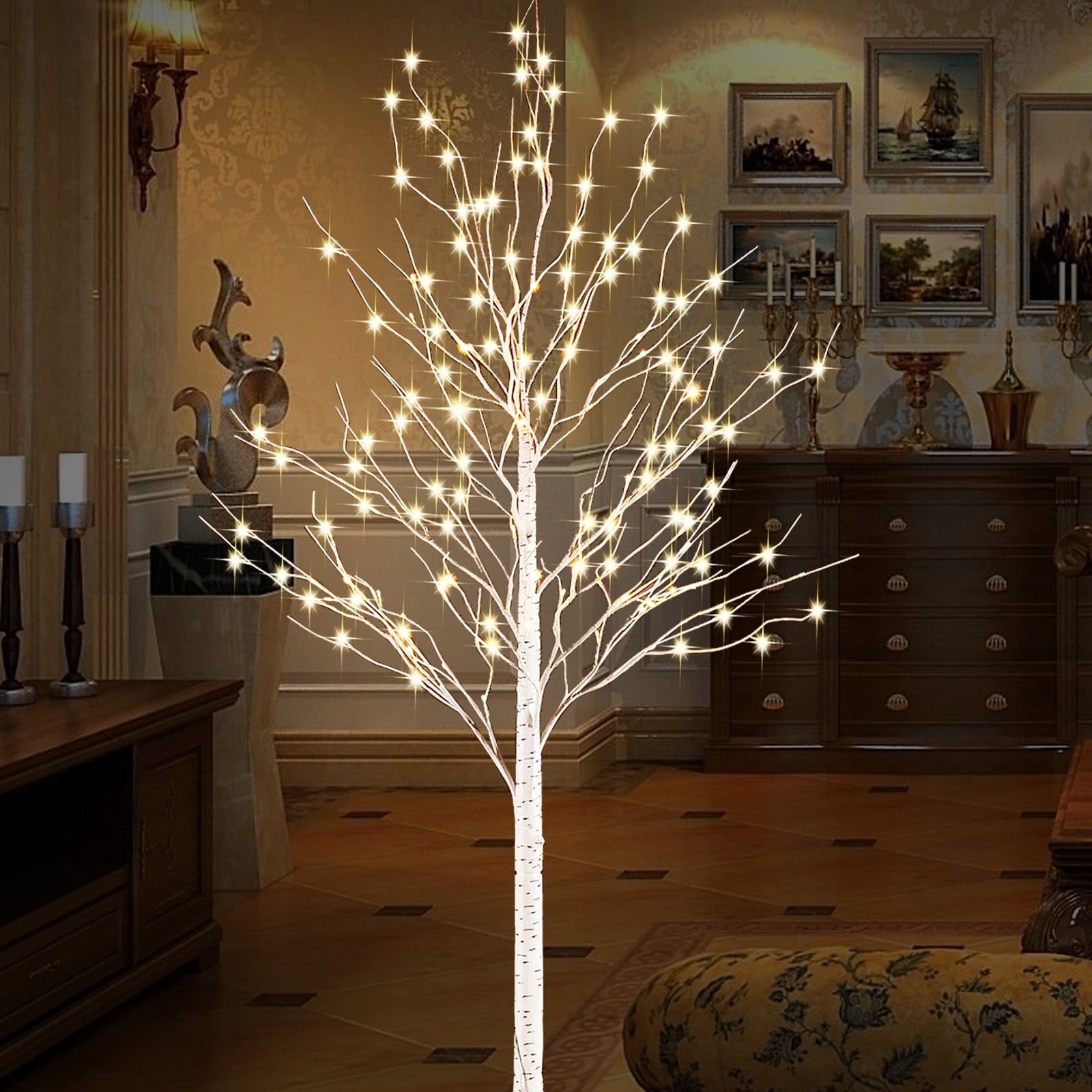 GLUAAE 6 ft LED Birch Tree Light with Remote Control, Dimmable Warm White Lighting for Home and Event Decor (6 ft) xbo05