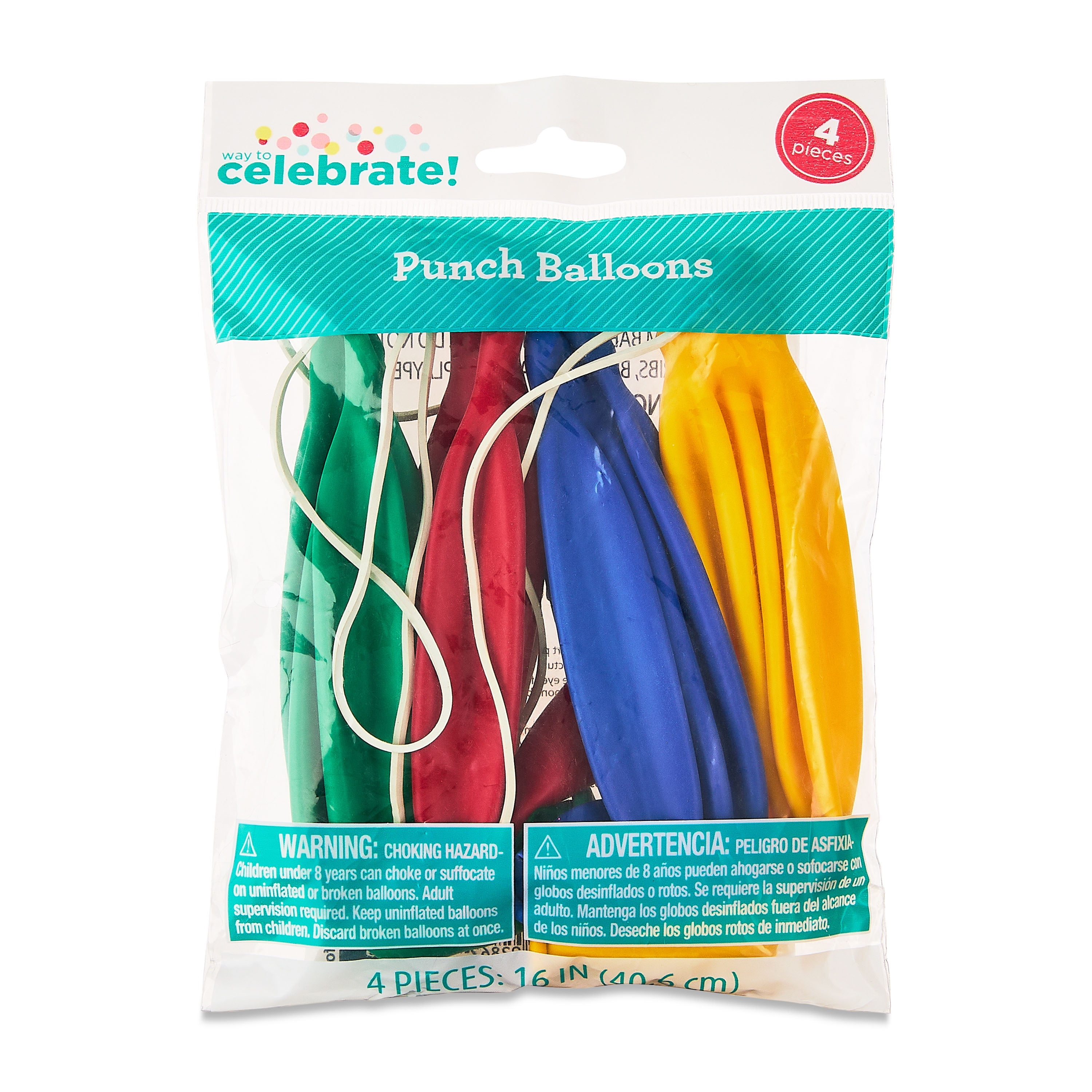 Way To Celebrate Punch Balloons for Party Favors and Games (Assorted Colors, 4 Count) lujgo