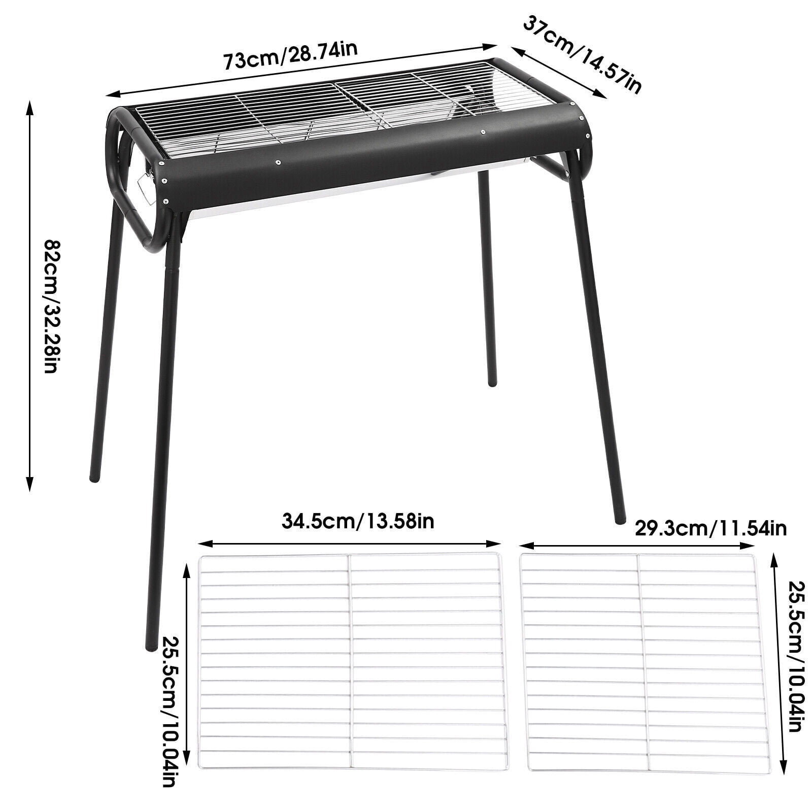 Generic Portable Charcoal Grill Outdoor BBQ Griddle with Detachable Design (Black, 28.74 x 14.57 x 32.28 in) r4s2v