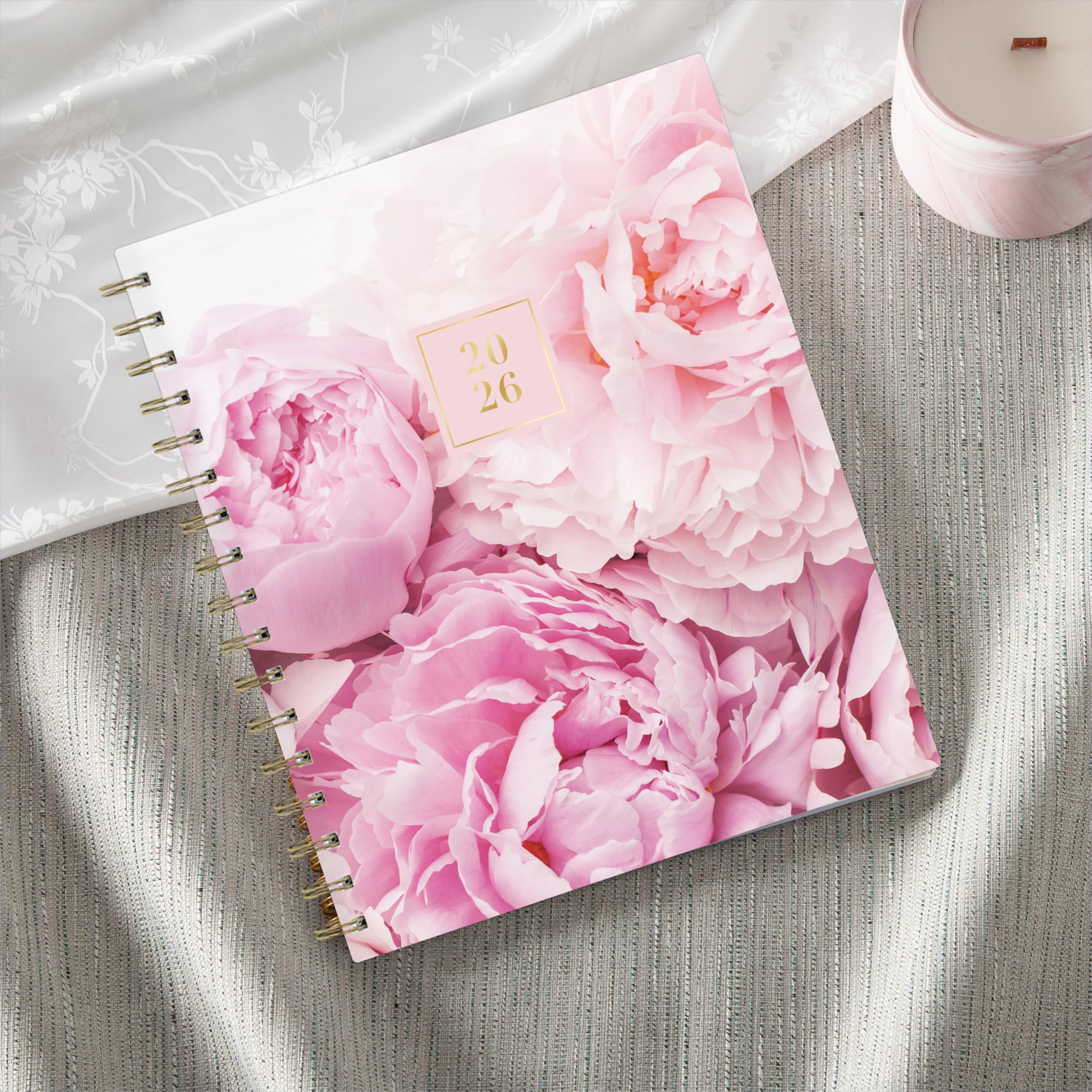 Blue Sky Rachel Parcell 2026 Daily and Monthly Planner, Hard Cover Organizer with Laminated Tabs and Stickers (Peony, 5 in x 8 in) jcfkd
