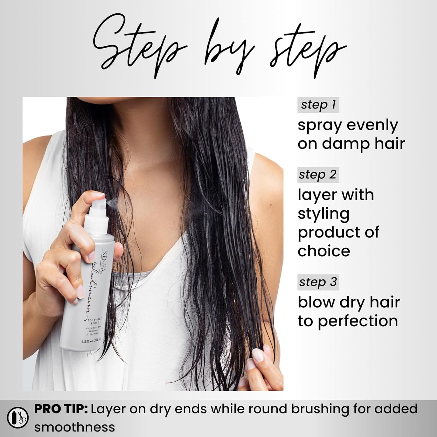 Kenra Platinum Blow-Dry Thermal Protection Hair Spray (Lightweight, Heat-Resistant, Frizz-Control) (6.8 oz) h1bn1