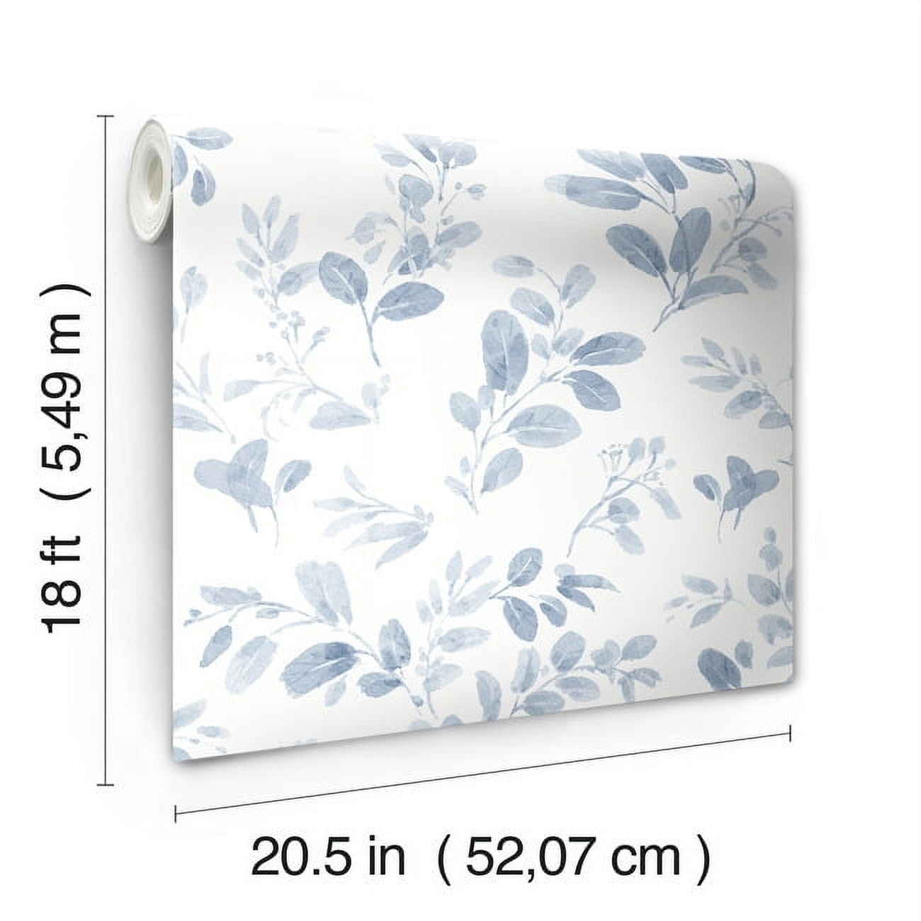 RoomMates Dancing Leaves Peel and Stick Wallpaper (Blue, 20.5 in x 18 ft) az45p