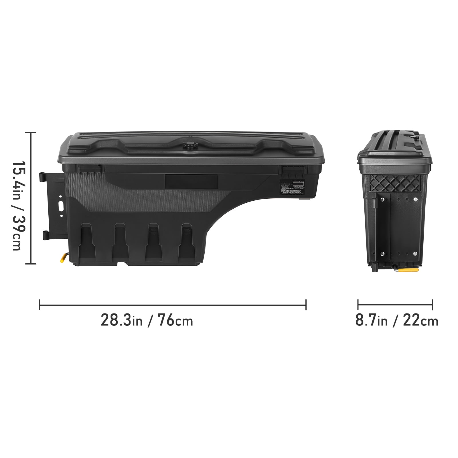 KFFKFF Truck Bed Storage Box, Waterproof ABS Wheel Well Tool Organizer with Password Padlock (Black, 6.6 gal) 5doil