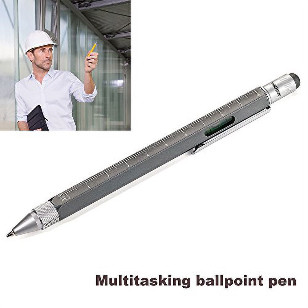 Troika Construction Multi-function Ballpoint Pen with Stylus and Ruler (Titanium Grey, 1 Count) 47jb1