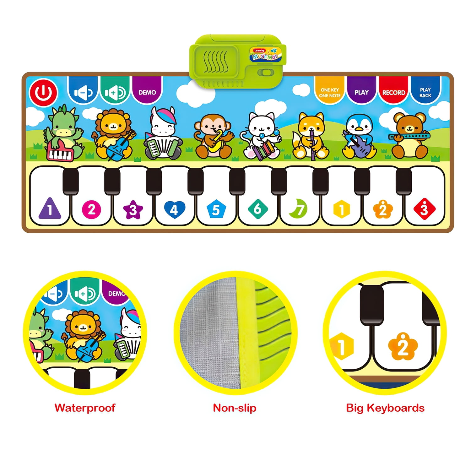Xueyu Musical Piano Floor Mat, Electronic Keyboard Play Blanket for Toddlers (Green, 39 in x 14 in) 1lvqd