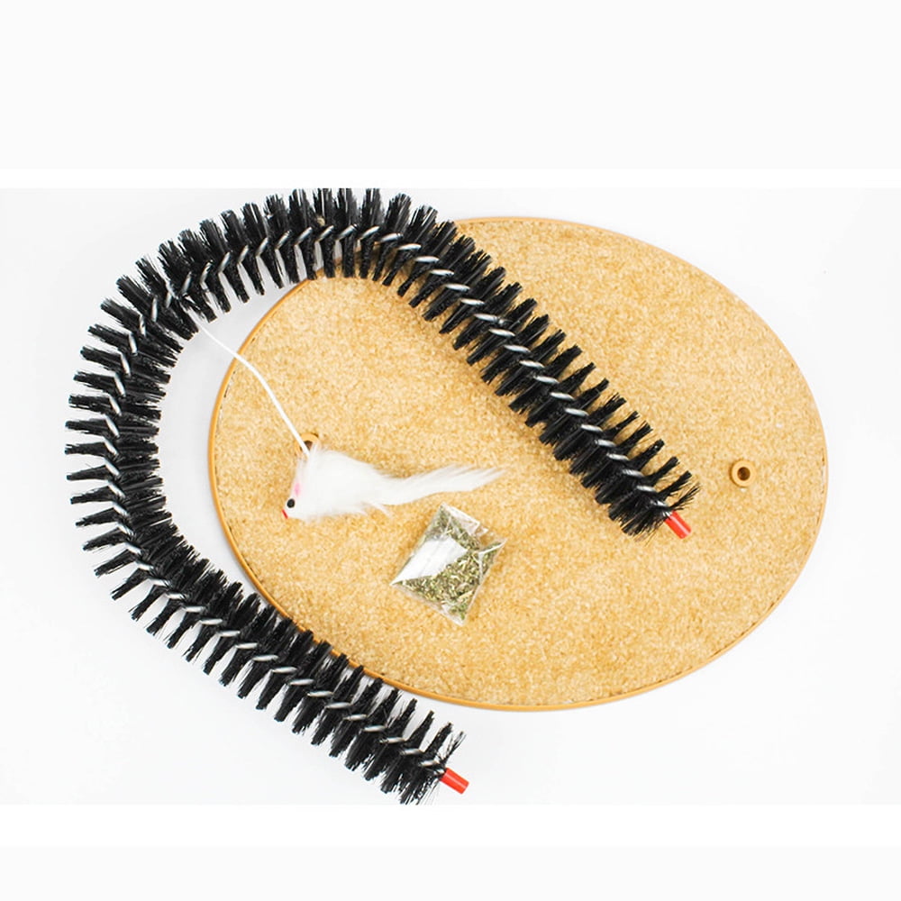 BEYCED Cat Self Groomer Arch with Scratching Pad and Hanging Toy (Black, 14 in x 12 in) xuruh