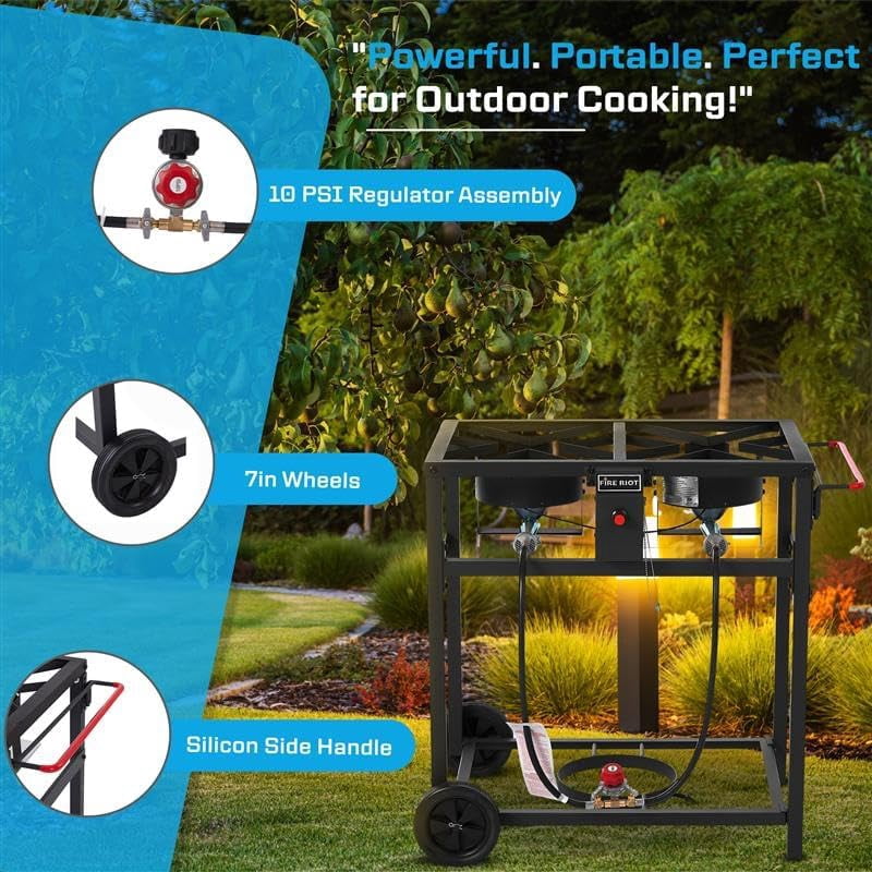 Fire Riot Outdoor Double Burner Propane Deep Fryer Set with 2 Aluminum Pots and Baskets (18 qt) f80eg