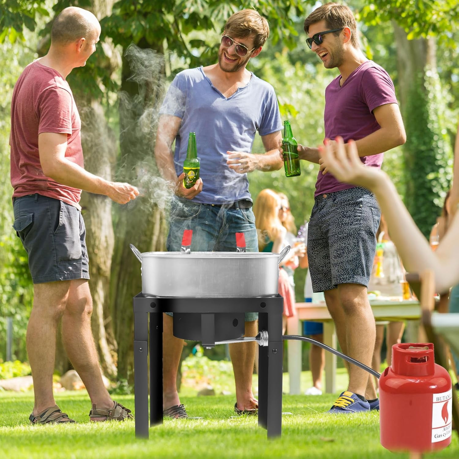 OT1808 Propane Deep Fryer with 18 qt Square Aluminum Pot (Dual Fry Baskets, Outdoor Cooking, Includes Thermometer) n07o9
