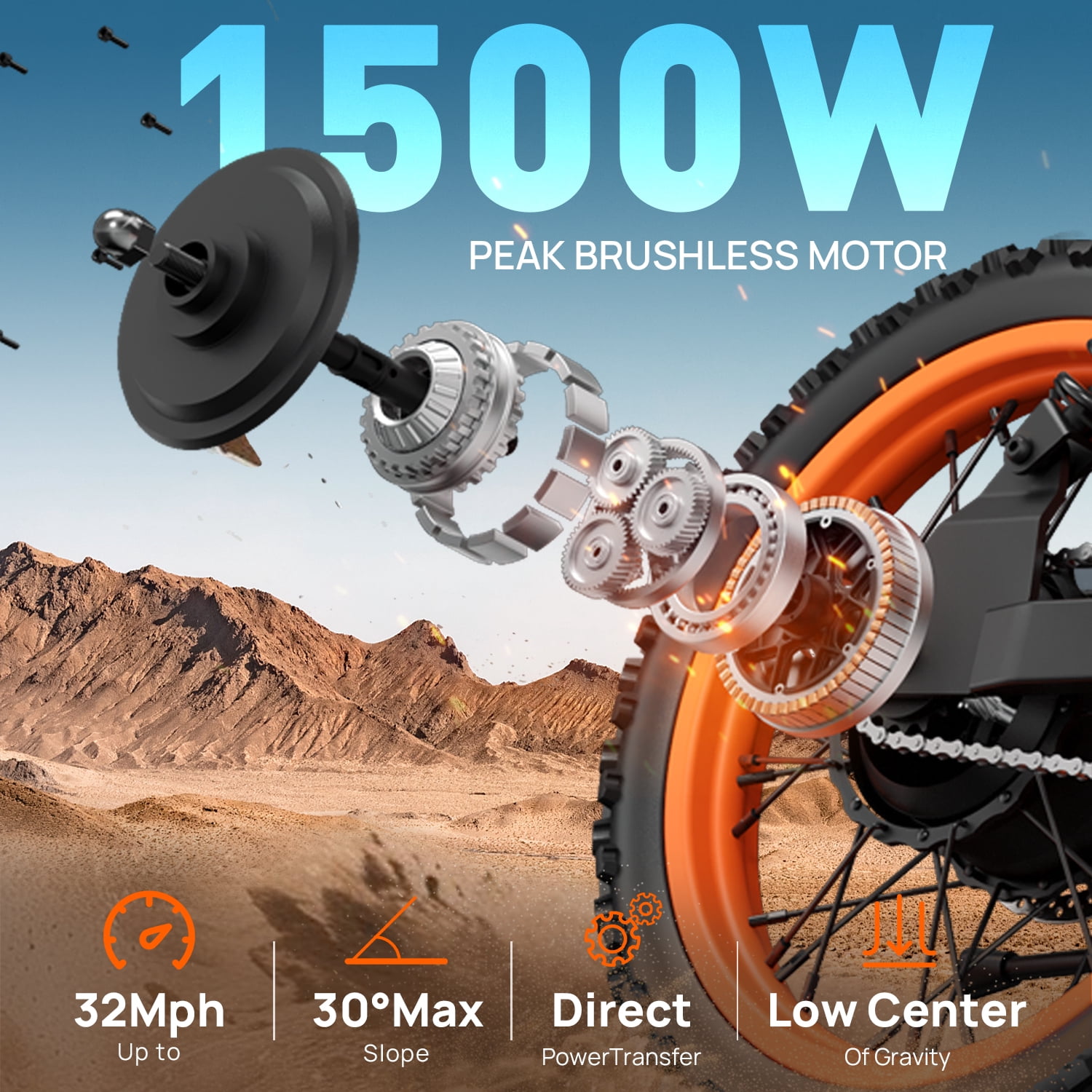 TieTie Electric Mountain Bike, Fat Tire E-Bike with 1500W Motor and 48V 20Ah Battery (Black, 7-Speed) y9rpz