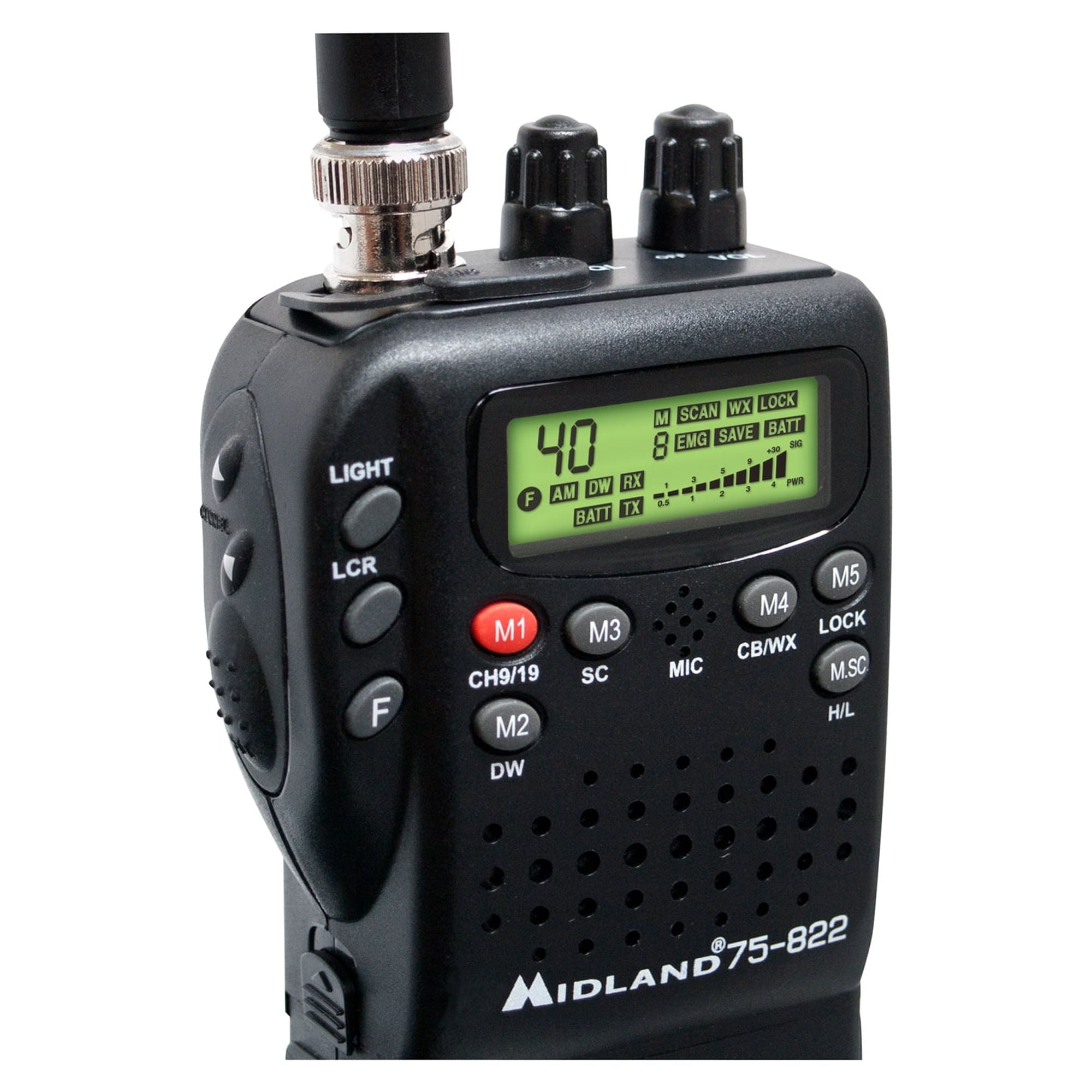 Midland 75-822 40-Channel Handheld CB Radio with Mobile Adapter (Black, 1 Pack) vag9z
