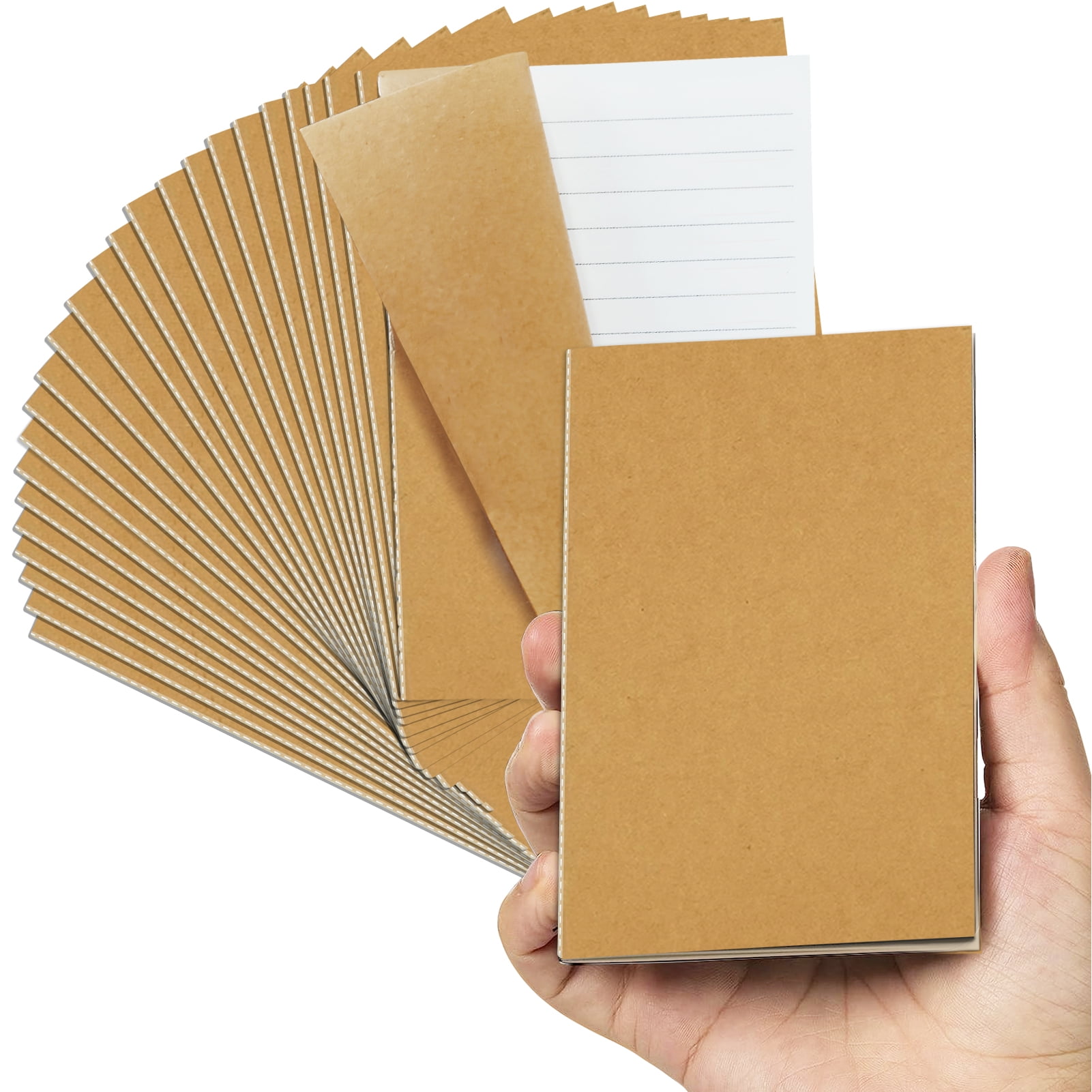 GINMLYDA Pocket Notebook Journal, Lined Paper Memo Notepad, Portable Softcover Writing Pad (Brown, 24 Pack, 3.5 in x 5 in) al9hb