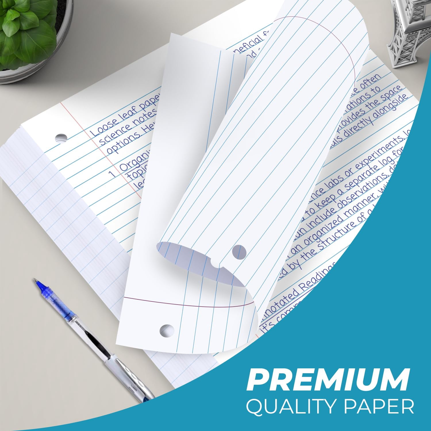 Rosmonde College Ruled Loose Leaf Filler Paper (White, 450 Sheets, 8 in x 10.5 in) idyce