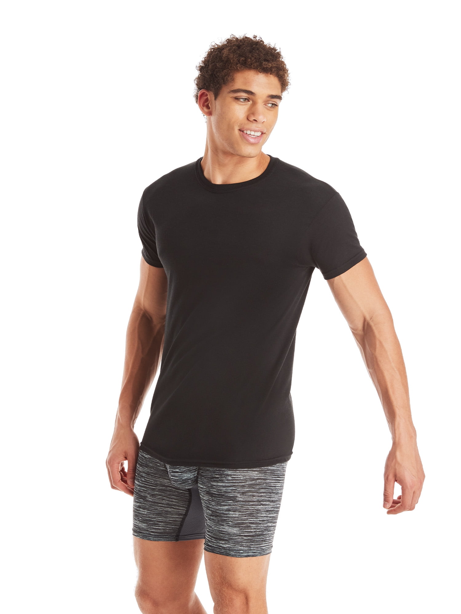 Hanes Men's Comfort Fit Undershirt, Ultra Soft Cotton Blend Crew Neck, Moisture-Wicking (Black/Grey, 3-Pack, M) q1lhf