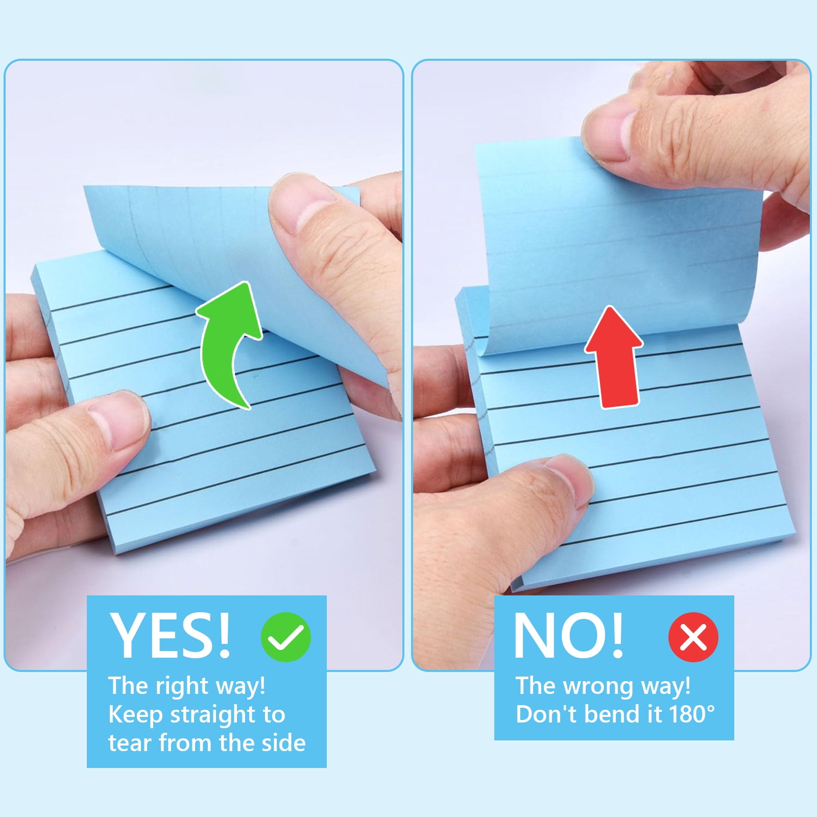 HengBO Lined Sticky Notes Ruled Self-Stick Memo Pads (Assorted Colors, 3 in x 3 in, 8 Pack) 3mza1