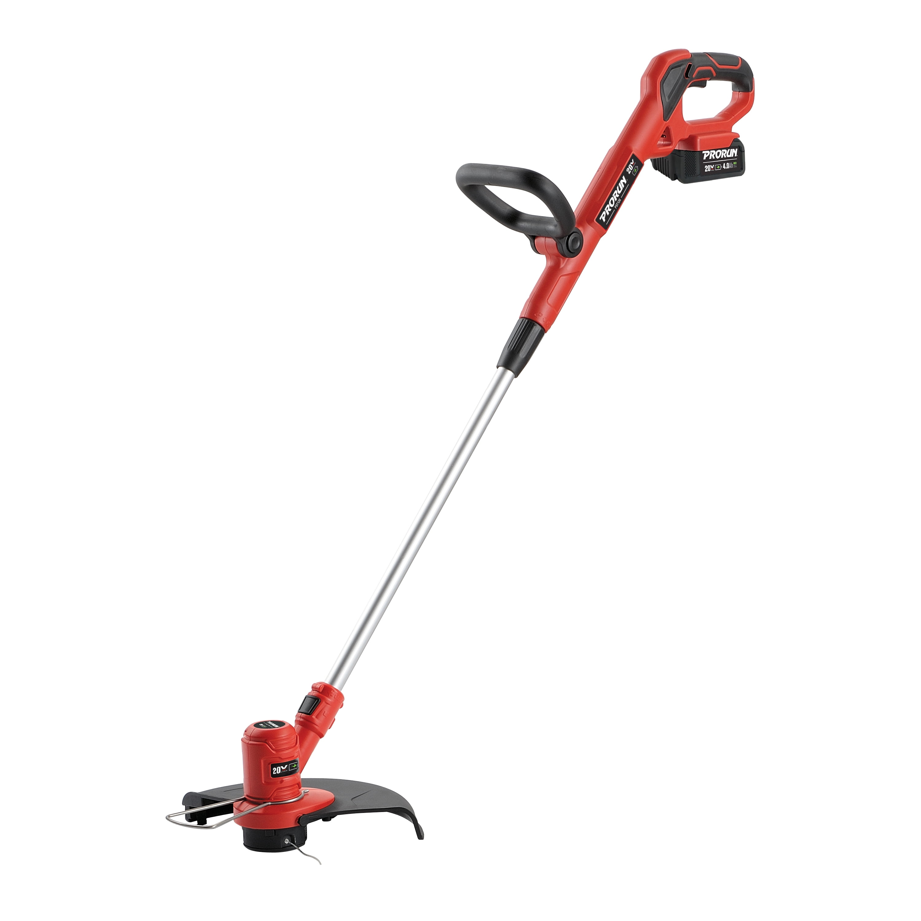 PRORUN 20V Cordless String Trimmer, Brushless Motor, Straight Shaft with 4.0 Ah Battery and Charger (12 in) 4dbzp