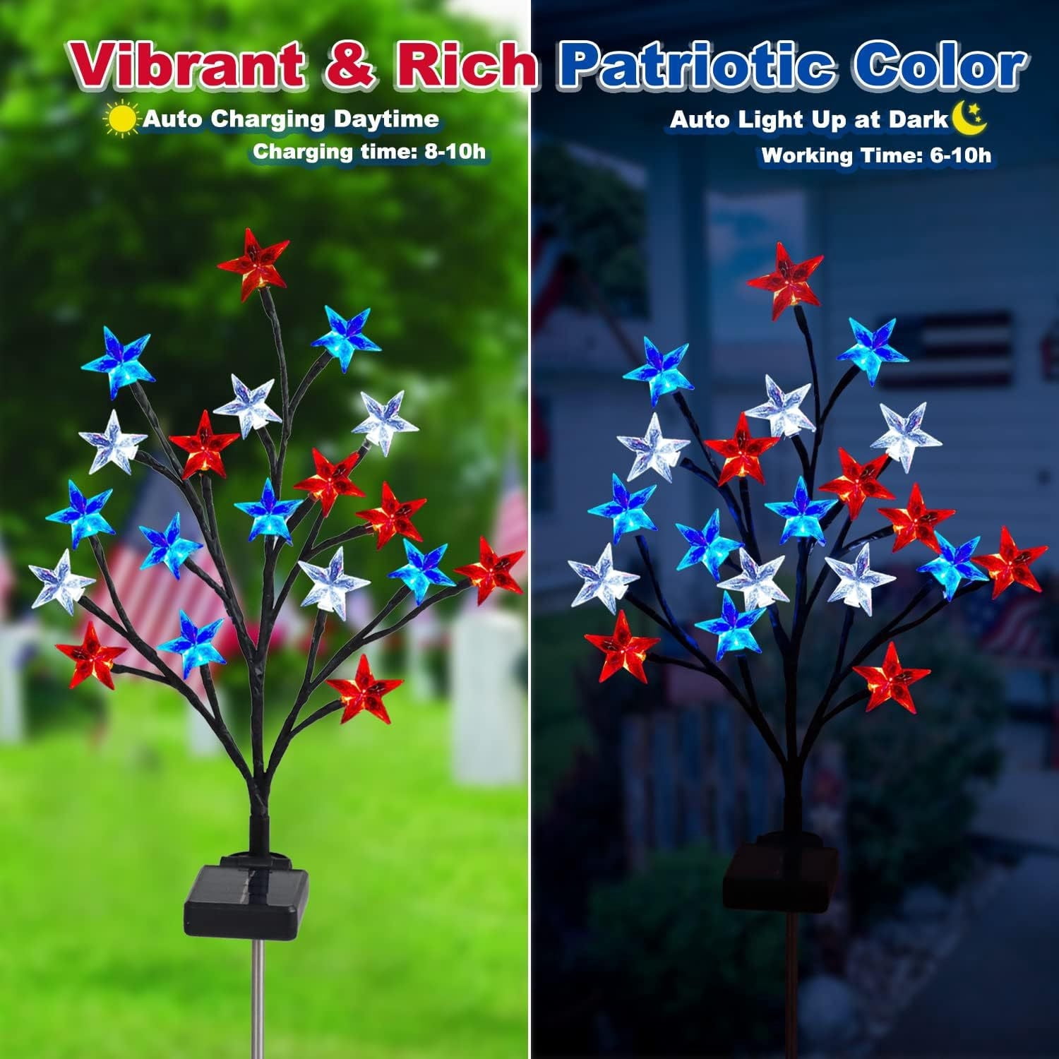 Youco Patriotic LED Stake Lights Outdoor Decorations for Independence Day (Red White and Blue, 1 Pack) tfemb