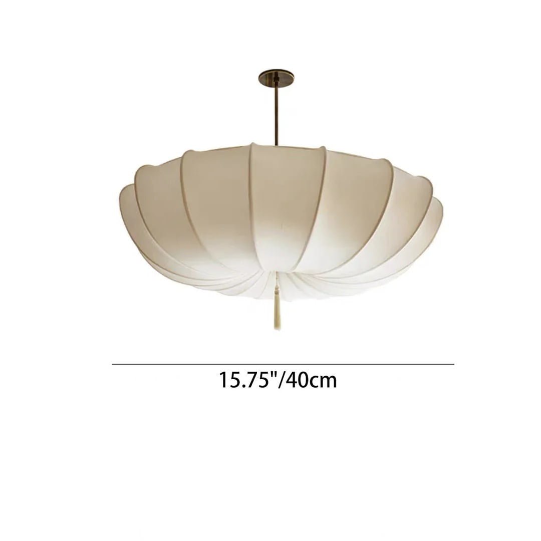 Viaurbe Japanese Minimalist Fabric Shade Chandelier with Iron Frame (Round, 18 in) 4kf1h