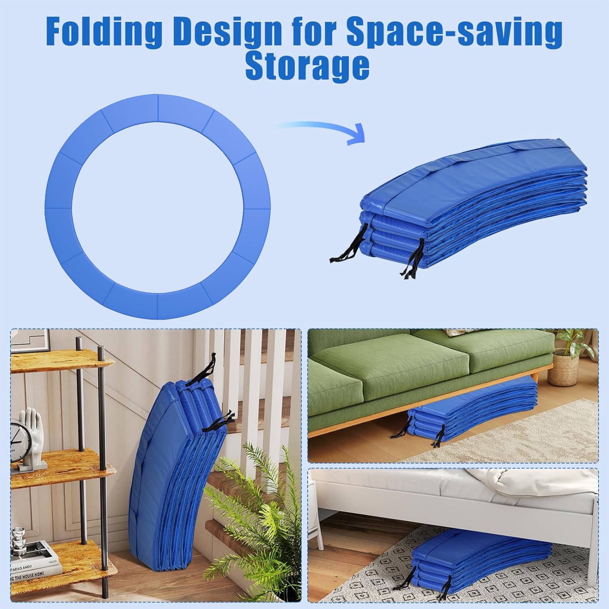 Meikoko 8ft Round Trampoline Replacement Safety Pad (Blue, 8 ft) syqyk