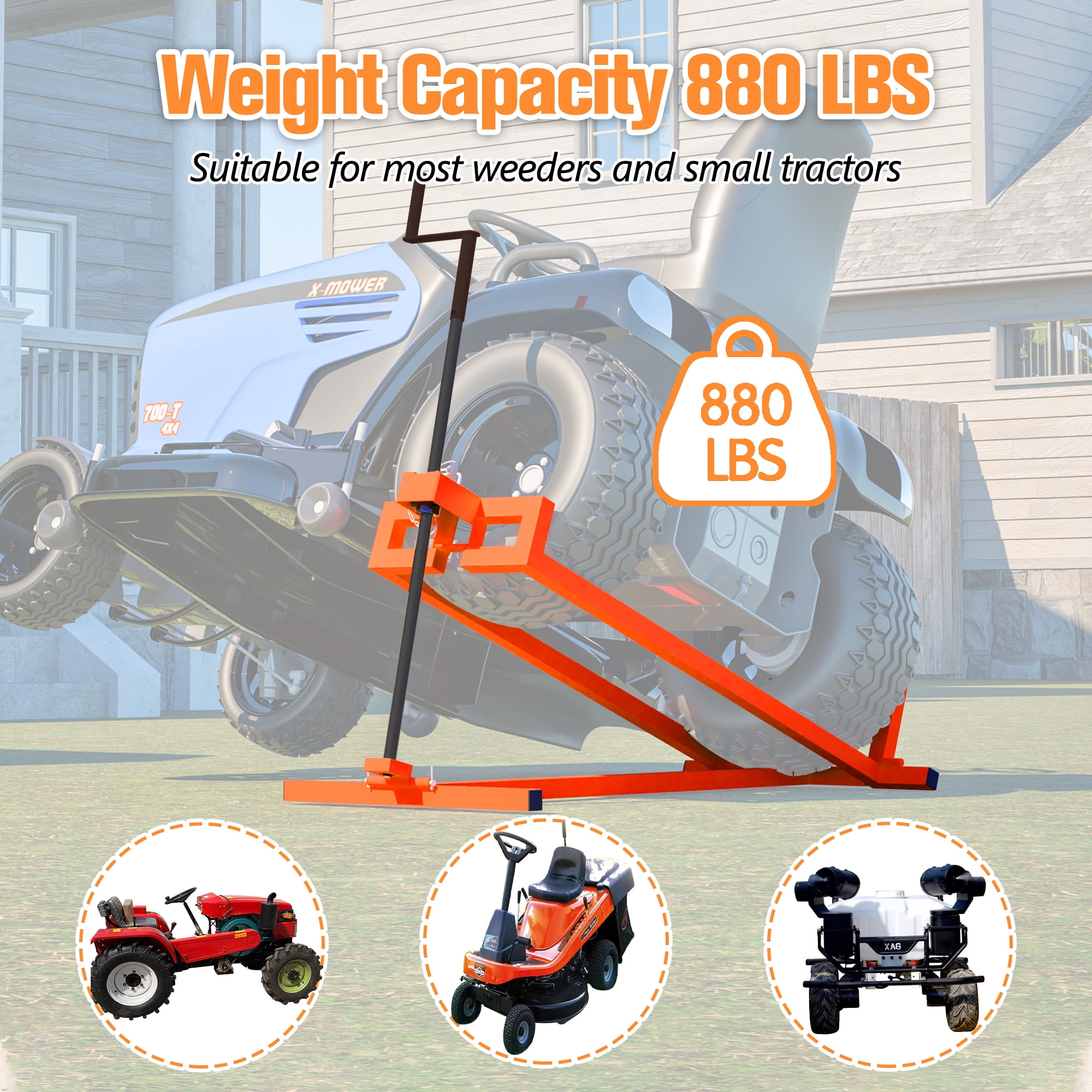 LZBEITEM Lawn Mower Lift Jack for Tractors and Zero Turn Mowers (Heavy-Duty, 882 lb Capacity) 55yai