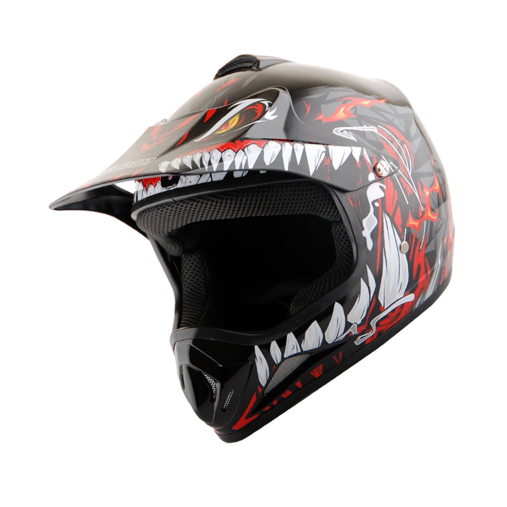 Wow! Youth Motocross Helmet for BMX ATV Dirt Bike Racing (Red, Small) 6icta