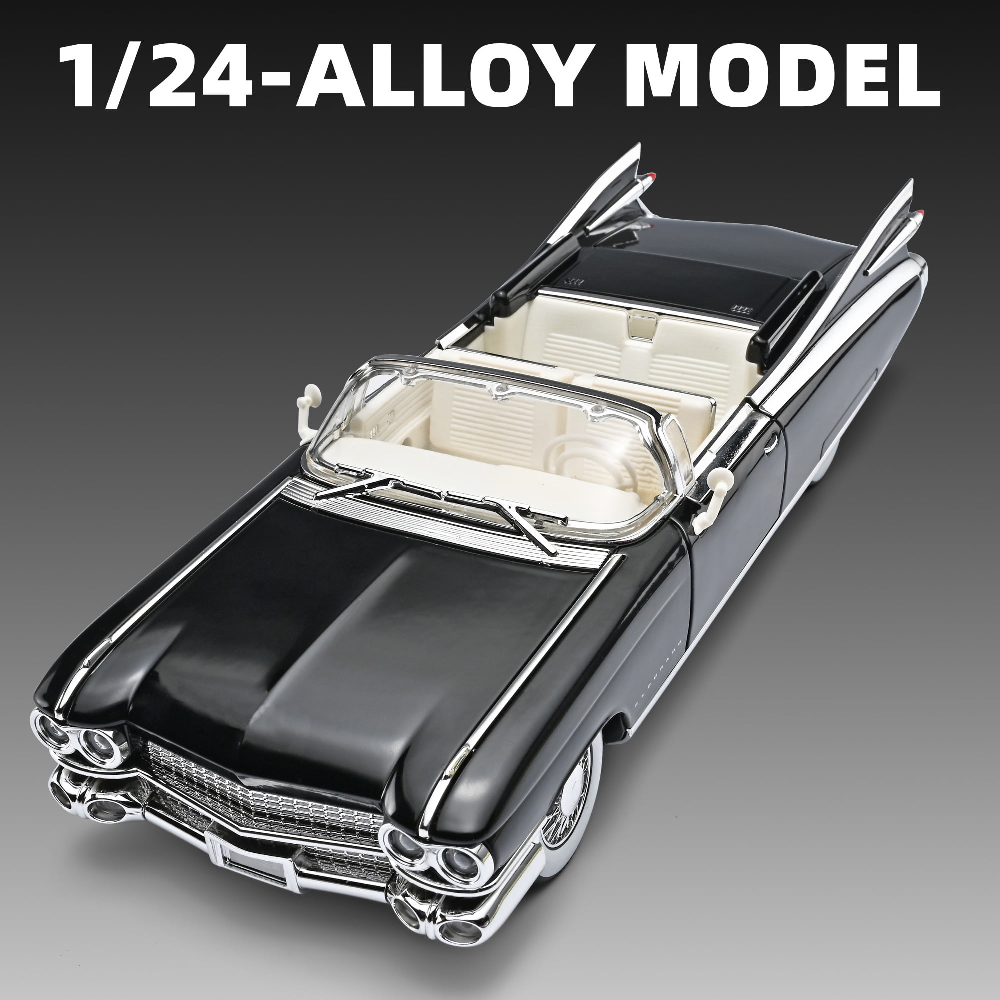 Anmyjuly 1/24 Scale Die-Cast Retro Sports Car Model with LED Lights and Sound Effects (Black, 9.37 in) 6c61d