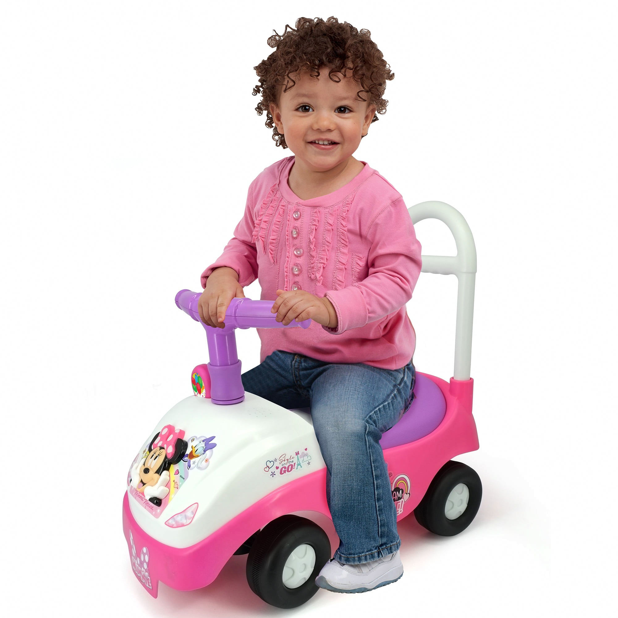 Kiddieland Push & Pedal Ride-On Toy with Interactive Sounds and Storage (Pink, 19.5 in x 9.85 in x 18.25 in) 4m6th