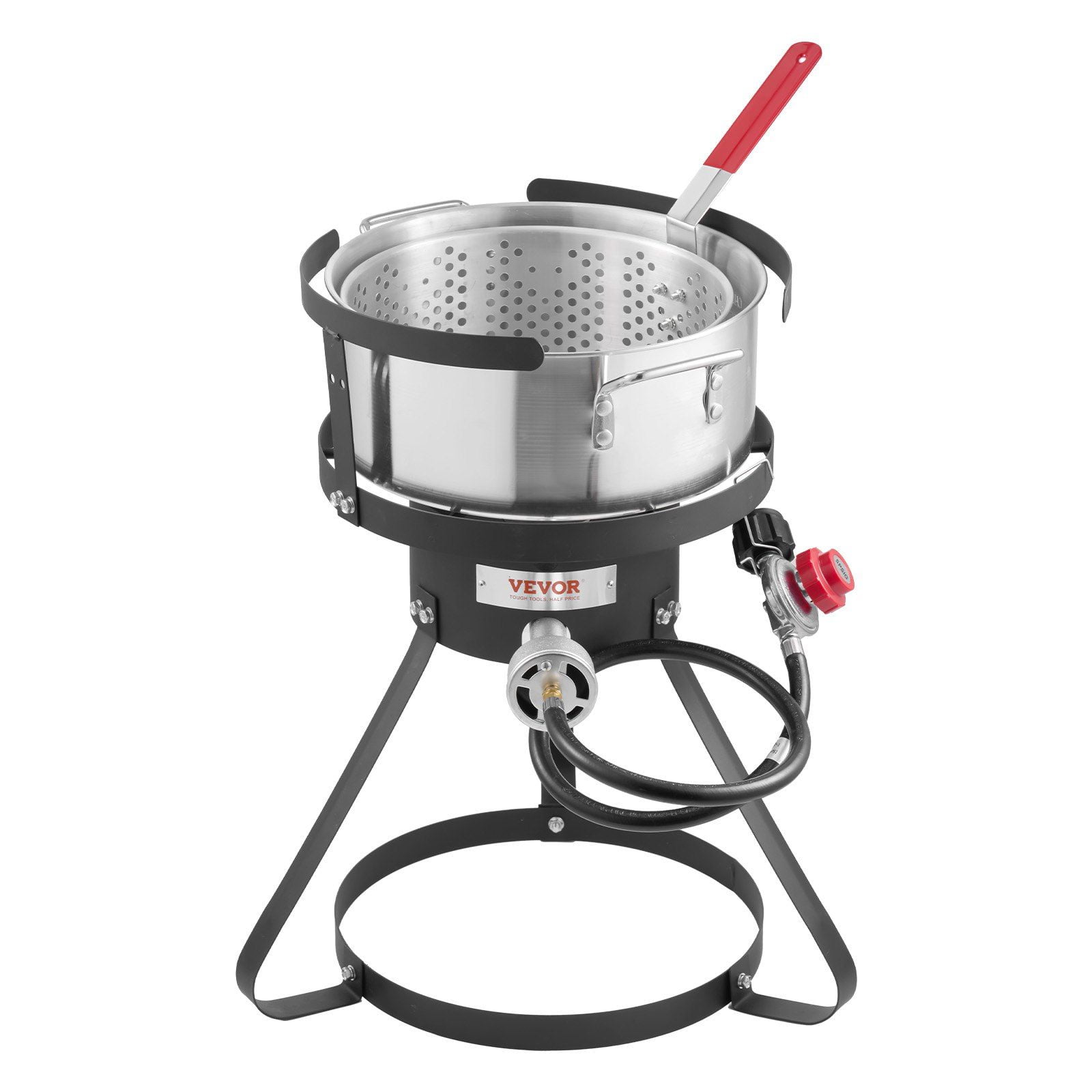 BENGPAOBA Outdoor Propane Fish and Wing Fryer Kit with Thermometer, Strainer Basket, and 54000 BTU Burner (10 Quart) bk02i