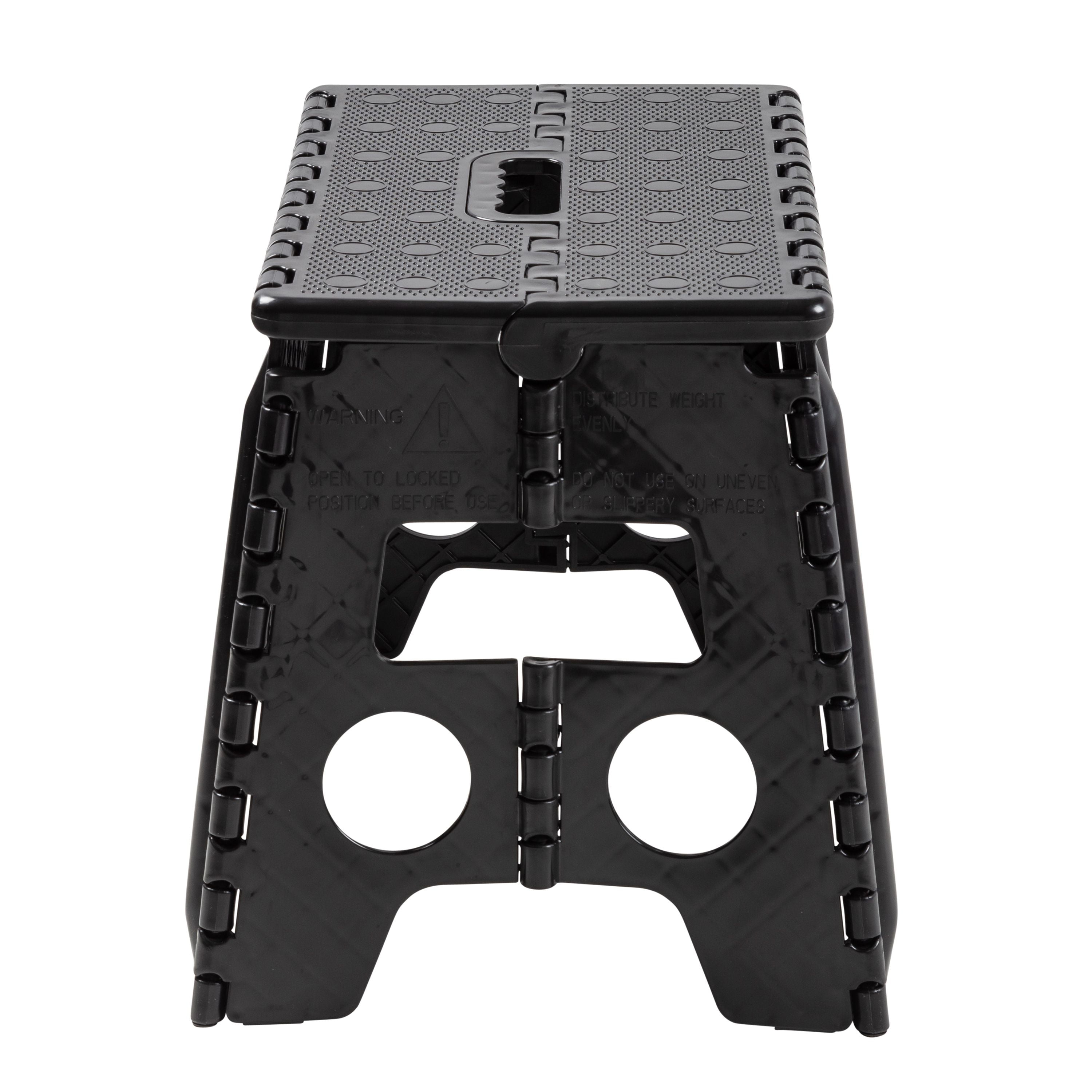 Mainstays One Step Folding Step Stool, Heavy-Duty Non-Slip Platform (Black, 13.7 in x 9.05 in x 12 in) cpfal