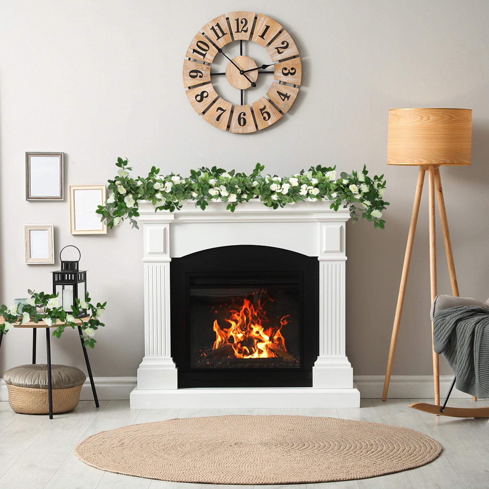 YOLETO Artificial Rose Vine Garland for Wedding and Home Decor (White, 2 Pack, 15 ft Total) m7188