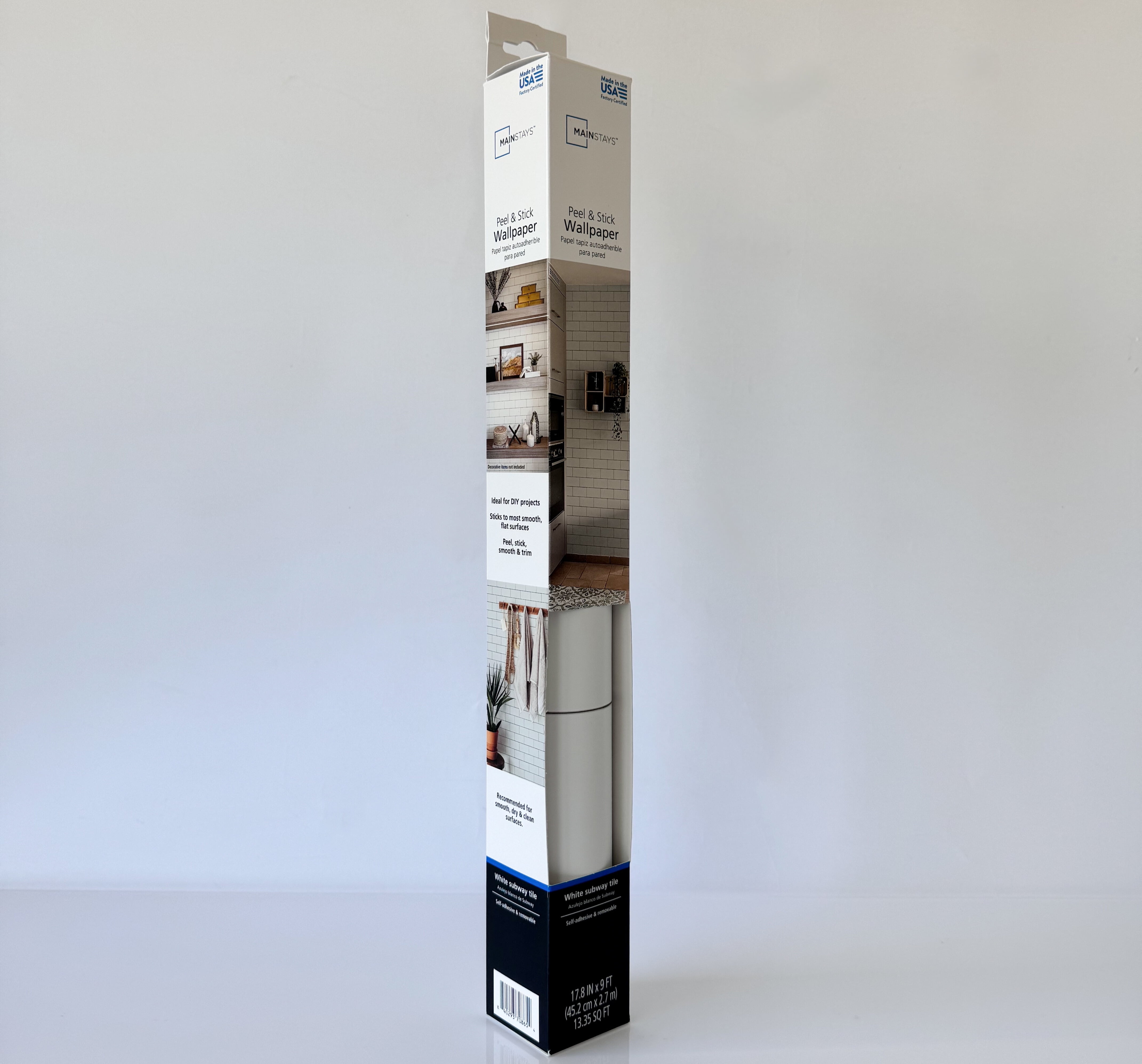 Mainstays White Subway Tile Peel and Stick Wallpaper (White, 13.35 sq ft) 1r0ki