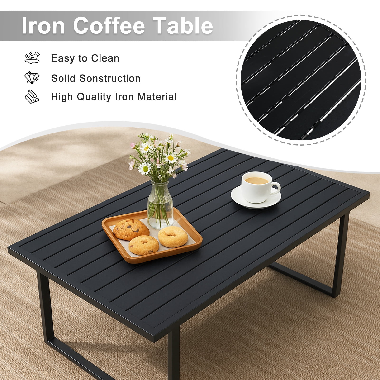 Zimtown 4-Piece Outdoor Patio Conversation Set, Weather-Resistant Metal Furniture with Cushions (Gray, 4-Piece) 418ih