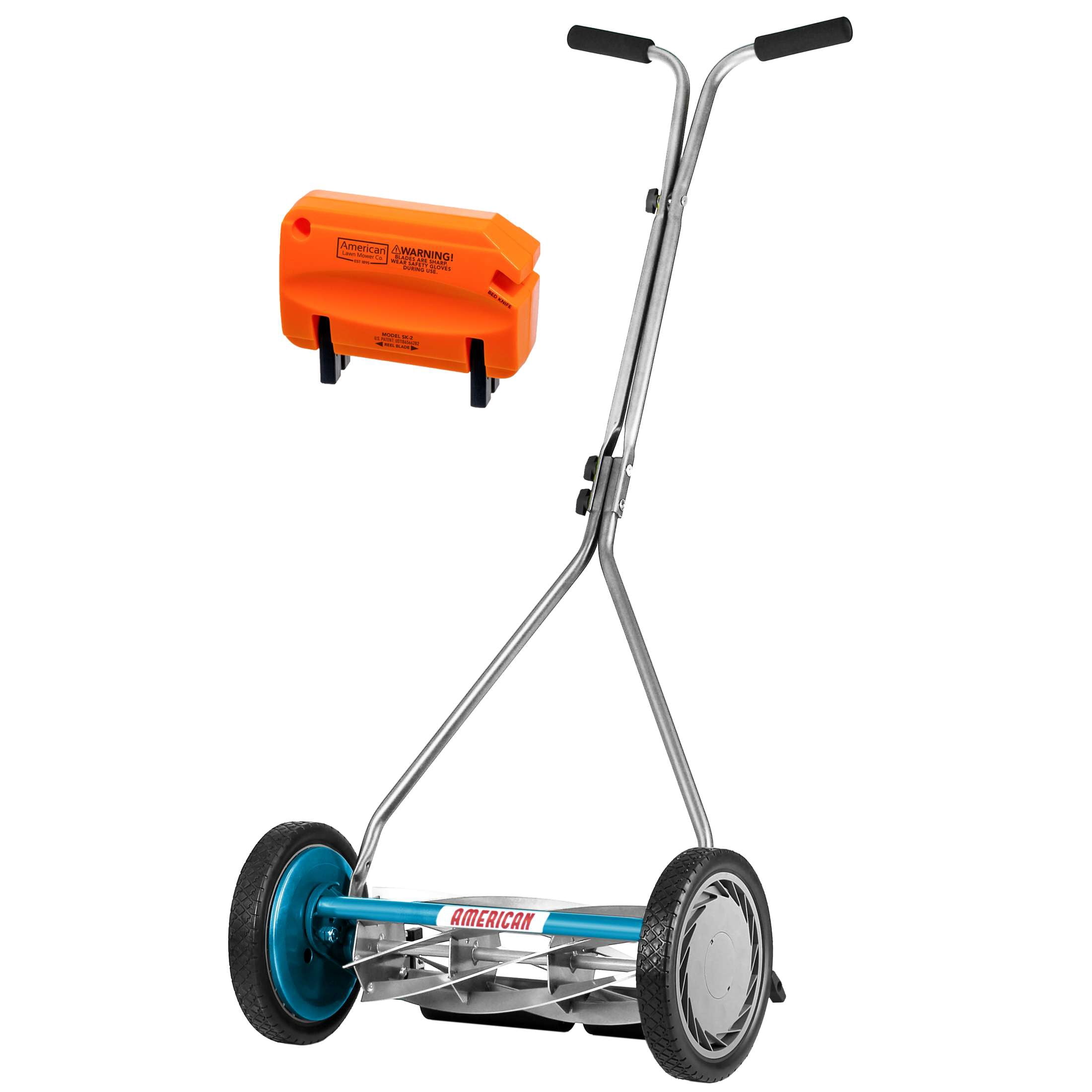 American Lawn Mower 16-Inch 7-Blade Reel Push Lawn Mower with T-Handle and Sharpener (Blue, 16 in) o5j5u