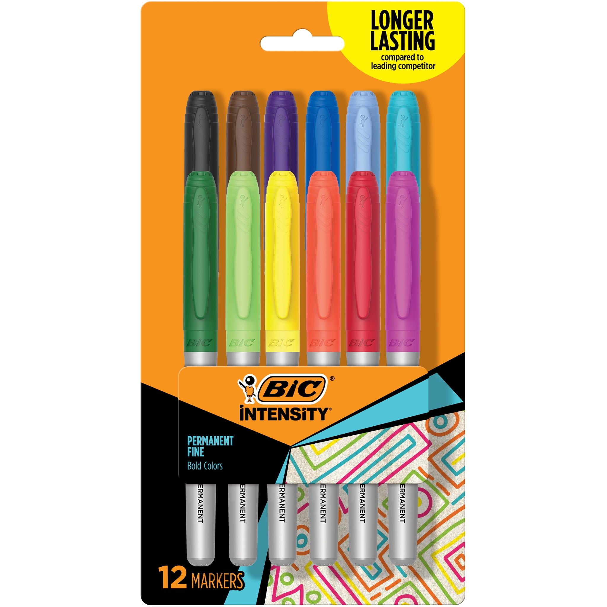 BIC Intensity Permanent Markers, Fine Point, Assorted Fashion Colors (12-Count Pack) eje8n