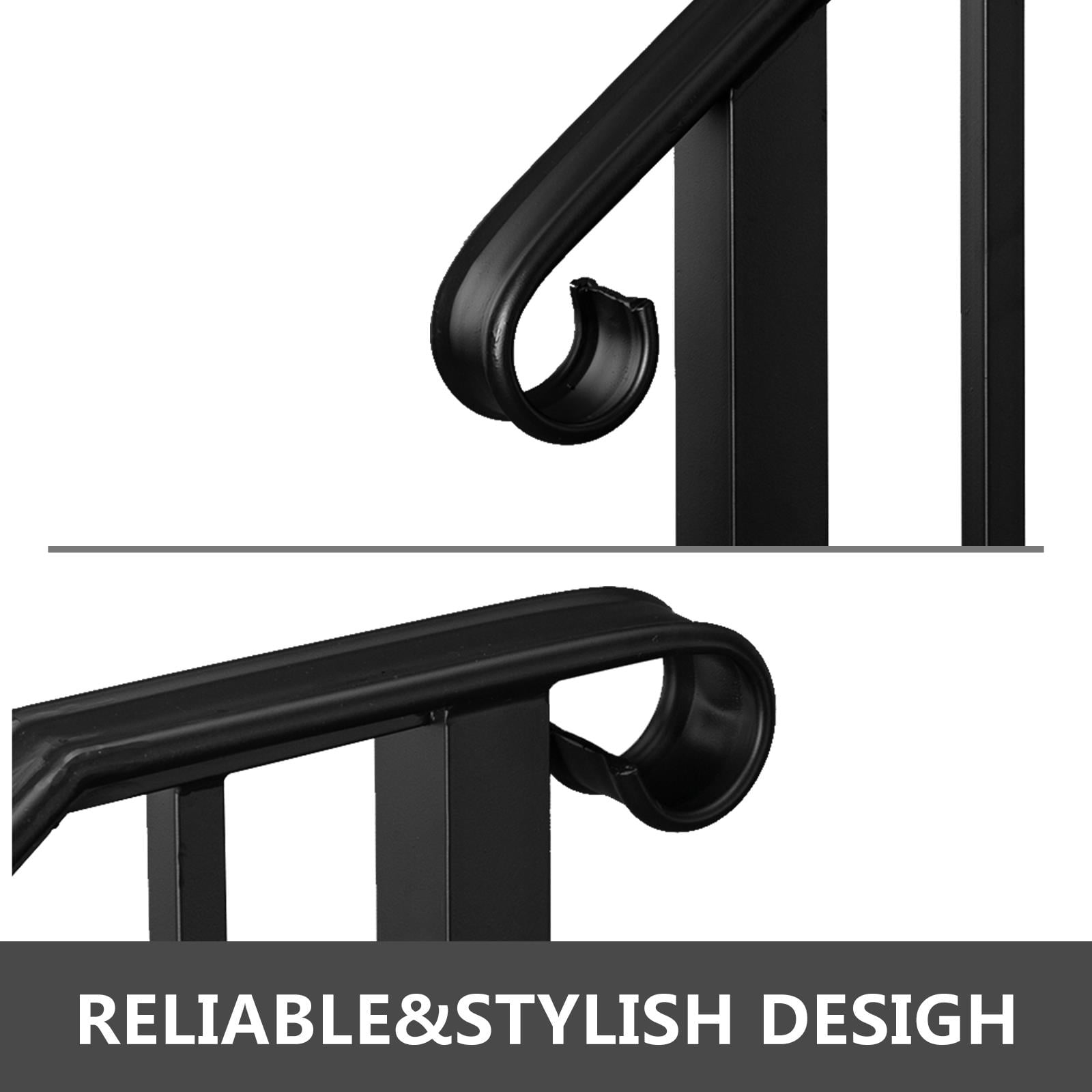 Ktaxon Outdoor Wrought Iron Handrail for 1-3 Steps (Black, 1-3 Step) ygbhc