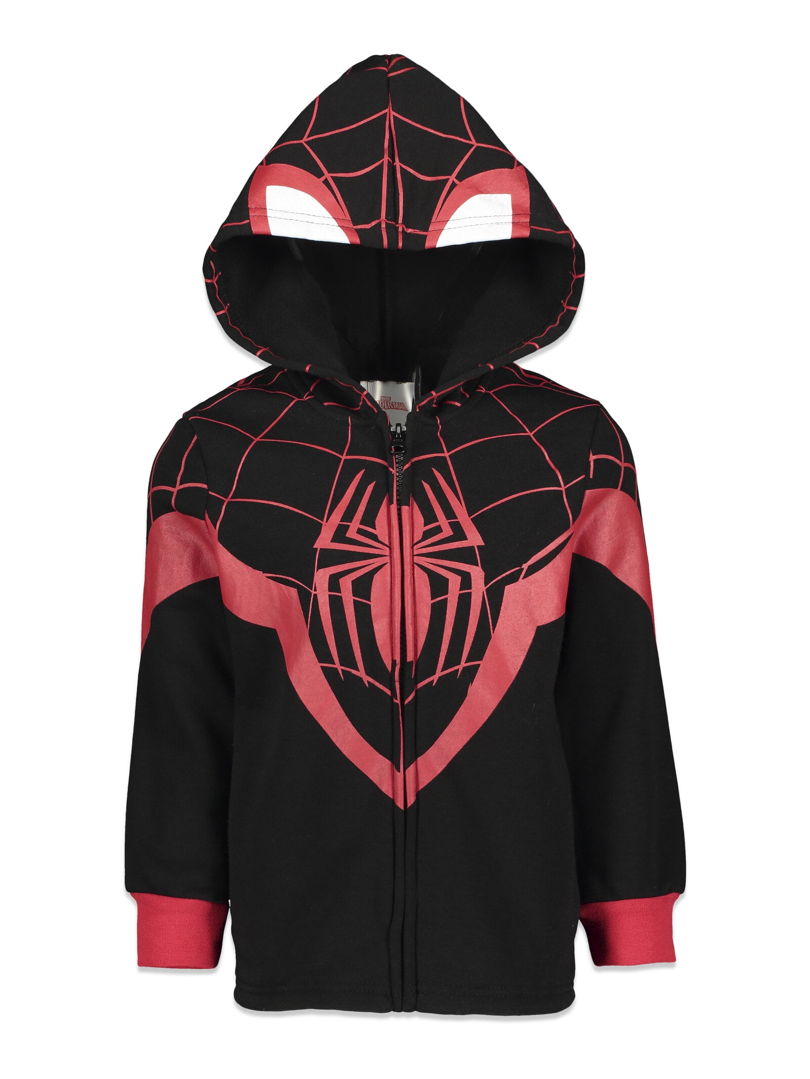 Marvel Miles Morales Spider-Verse Toddler Zip-Up Fleece Hoodie (Black, 4T) wxn6n