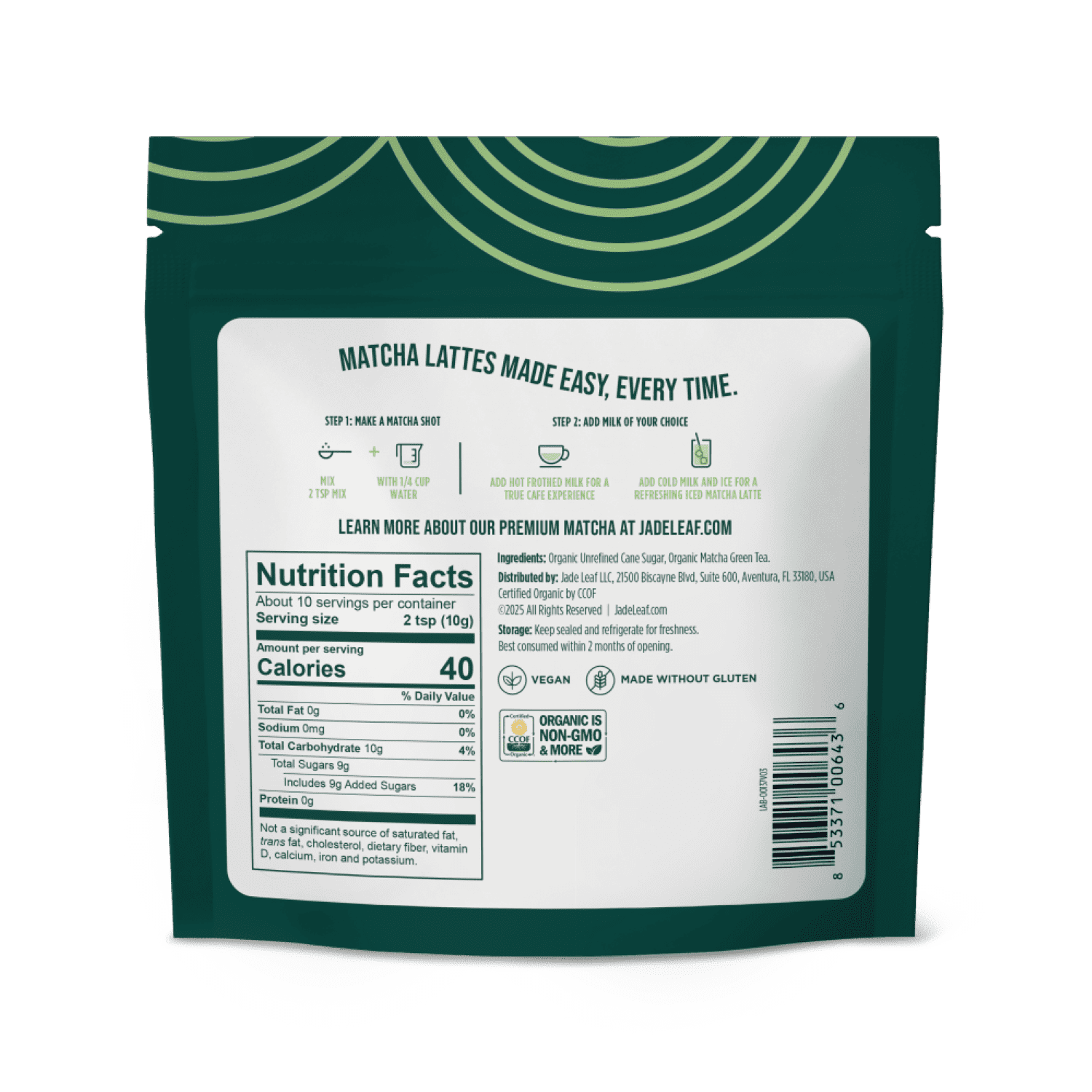 Jade Leaf Matcha Organic Latte Mix Powdered Tea (3.5 oz) gd5pe