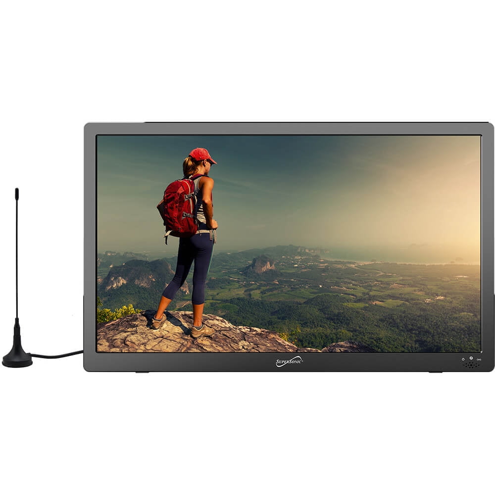 Supersonic 16-Inch Widescreen LED Portable TV with Rechargeable Battery, HDMI, USB, and FM Radio (Black, 16 in) hgony